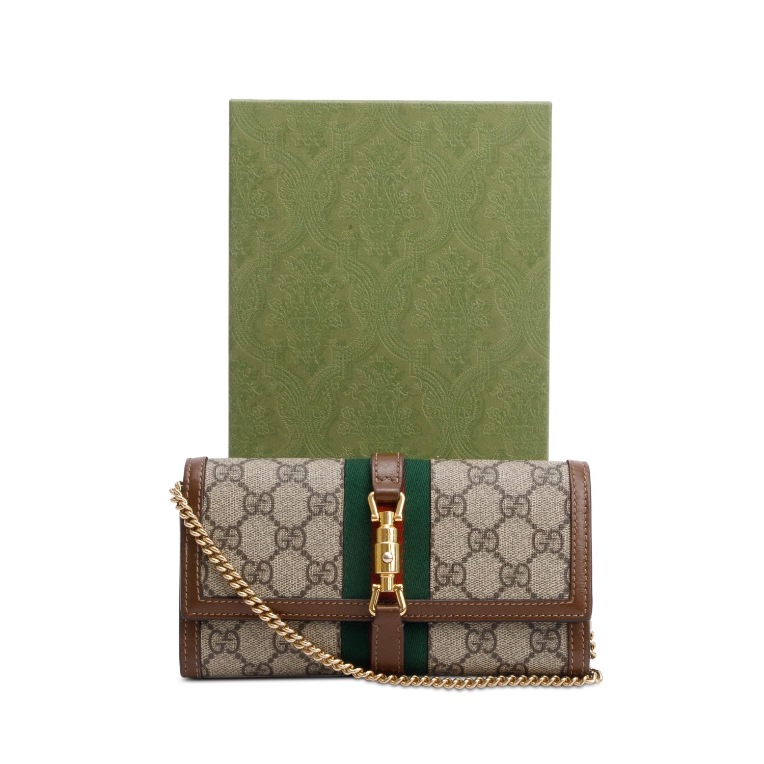 Gucci GG Supreme Web Jackie 1961 Wallet on Chain w/ Box