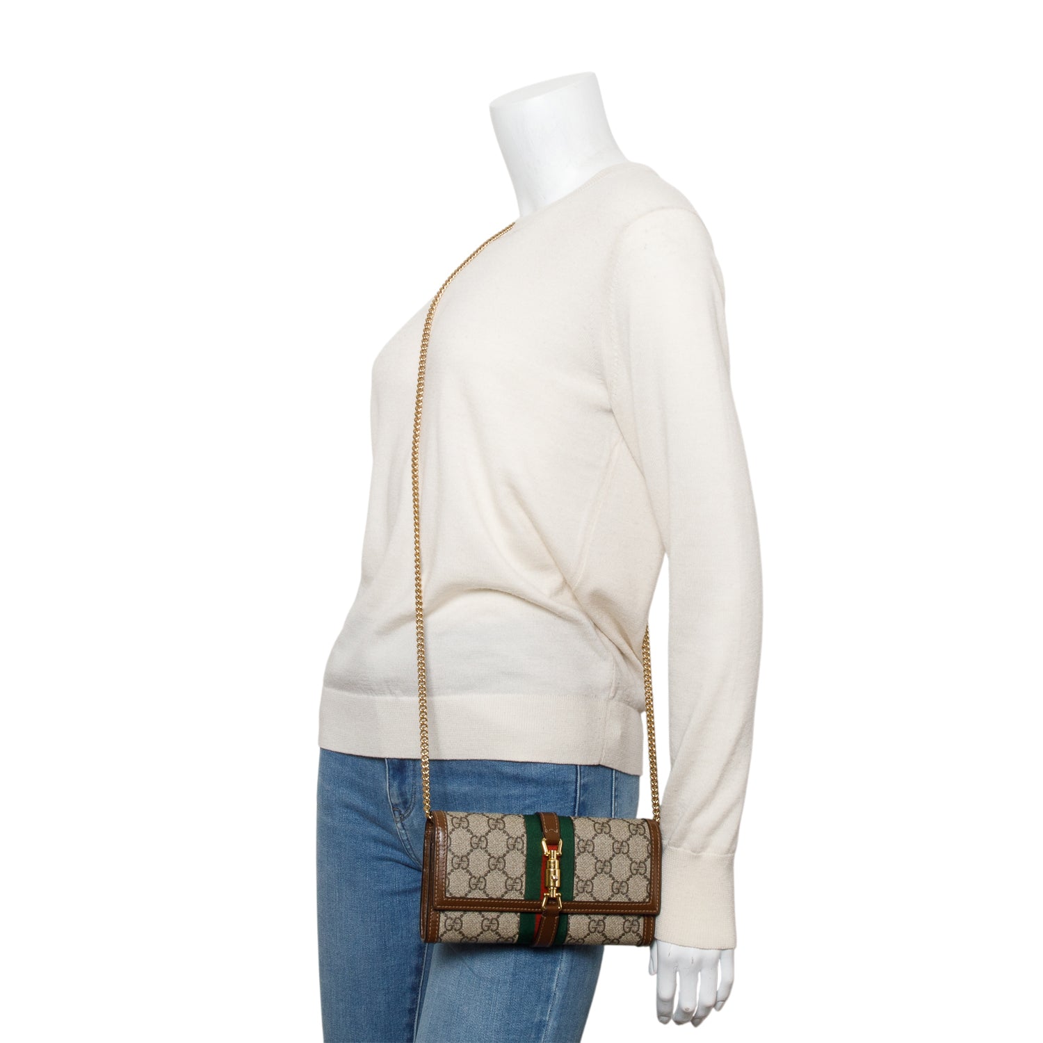 Gucci GG Supreme Web Jackie 1961 Wallet on Chain w/ Box