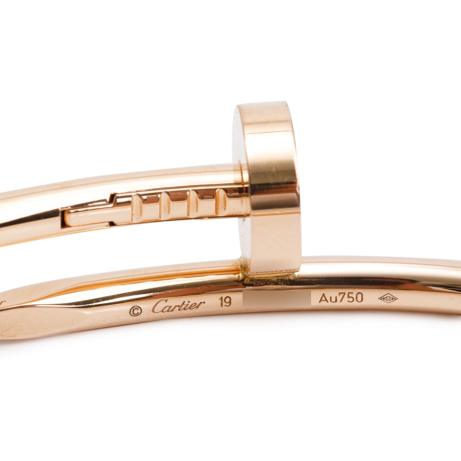 Cartier 18k Rose Gold Juste Un Clou Bracelet, Size 19 w/ Receipt & Certificate