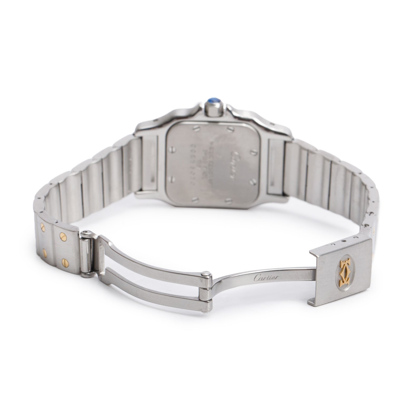 Cartier Stainless Steel & 18k Yellow Gold Santos De Cartier Galbee Quartz Watch, Small Model 1567 w/ Box & Papers