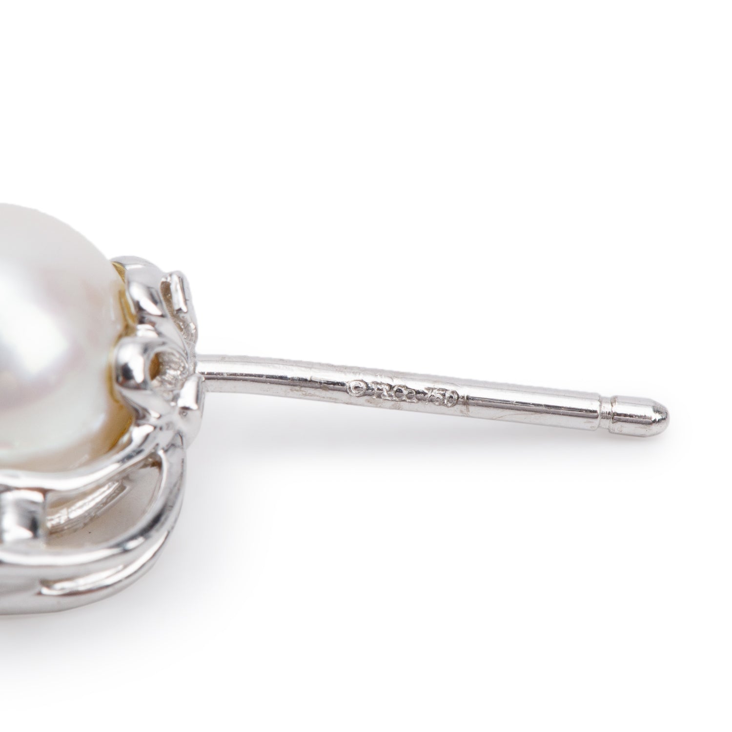 Tiffany & Co. 18k White Gold Signature Pearl & Diamond Stud Earrings w/ Box