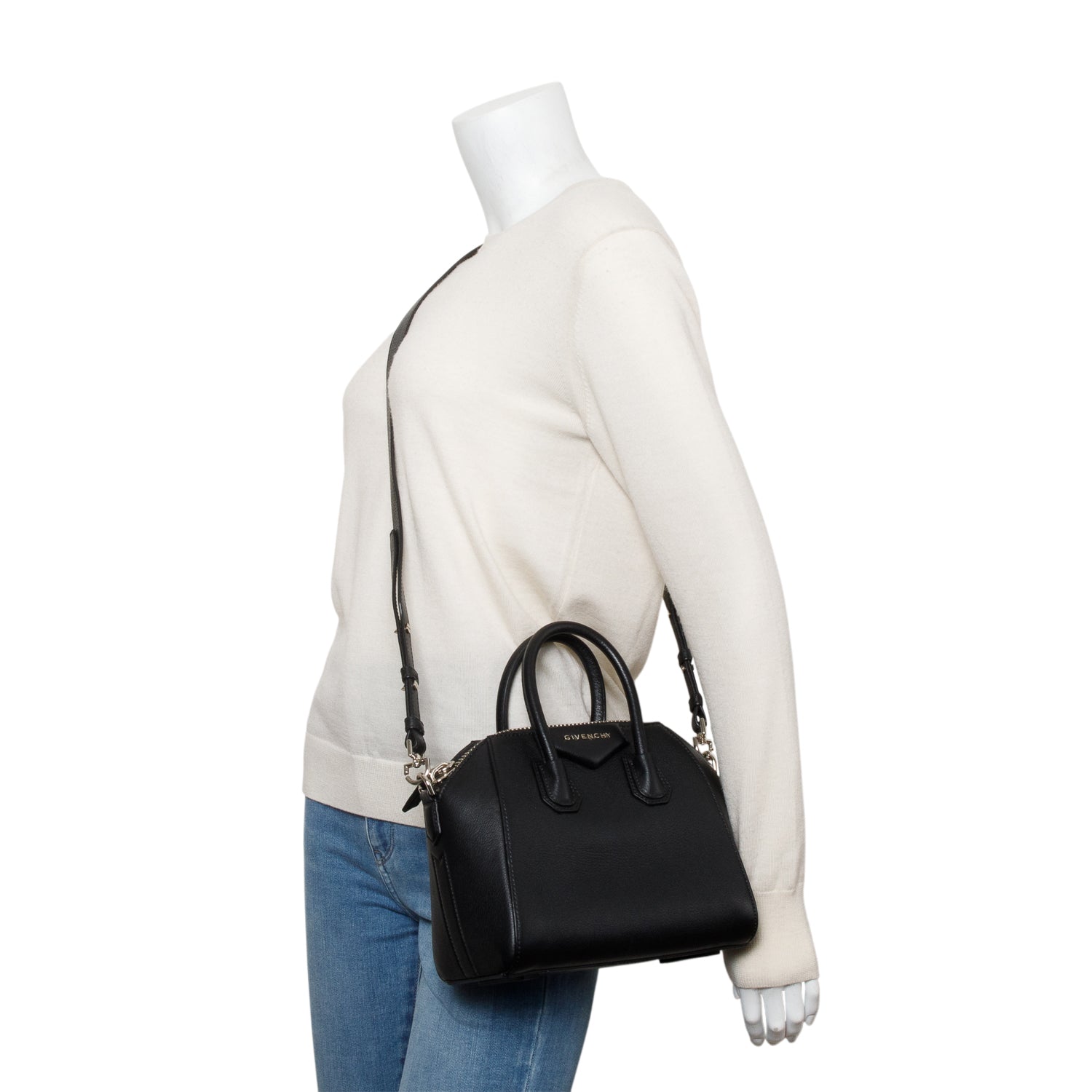 Givenchy Black Grained Leather Small Antigona Satchel