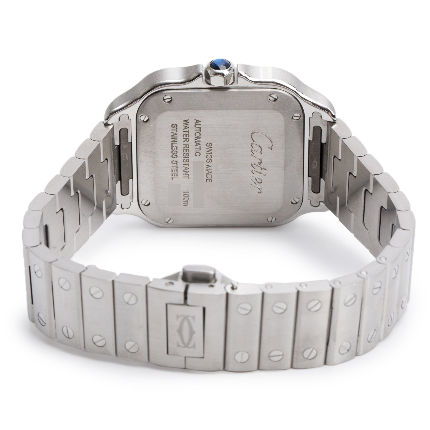 Cartier Stainless Steel Santos de Cartier Automatic Watch, Medium Model 4075 w/ Box, Papers & Extra Strap