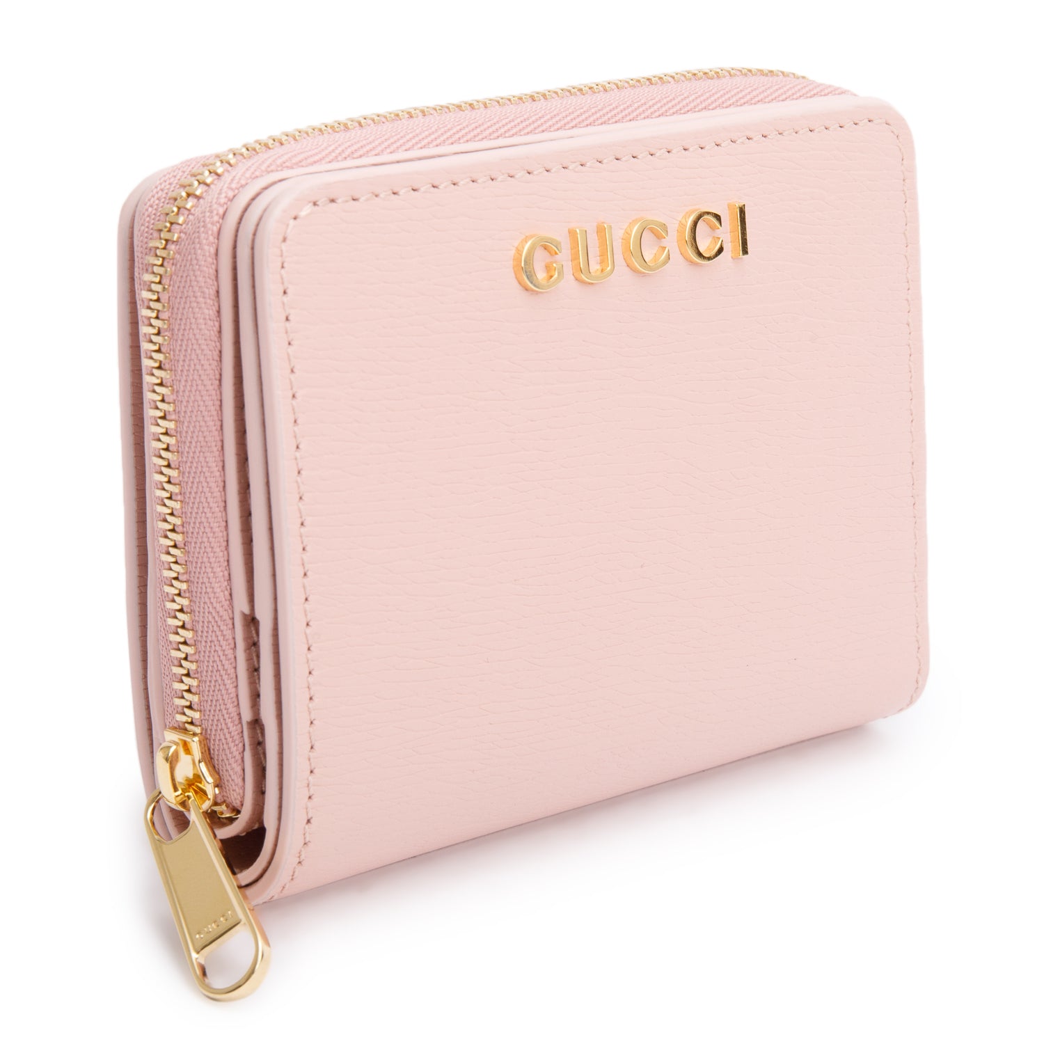 Gucci Pink Leather Mini Wallet with Gucci Script w/ Box