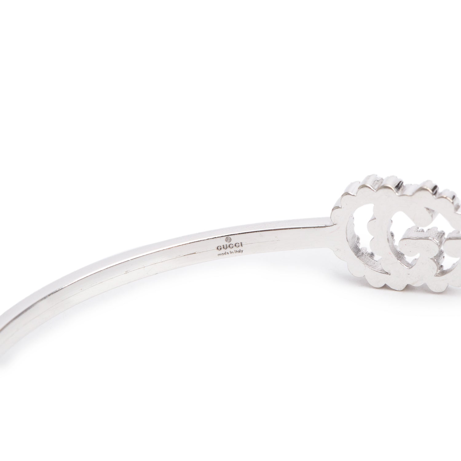 Gucci 18k White Gold Diamond GG Running Cuff Bracelet