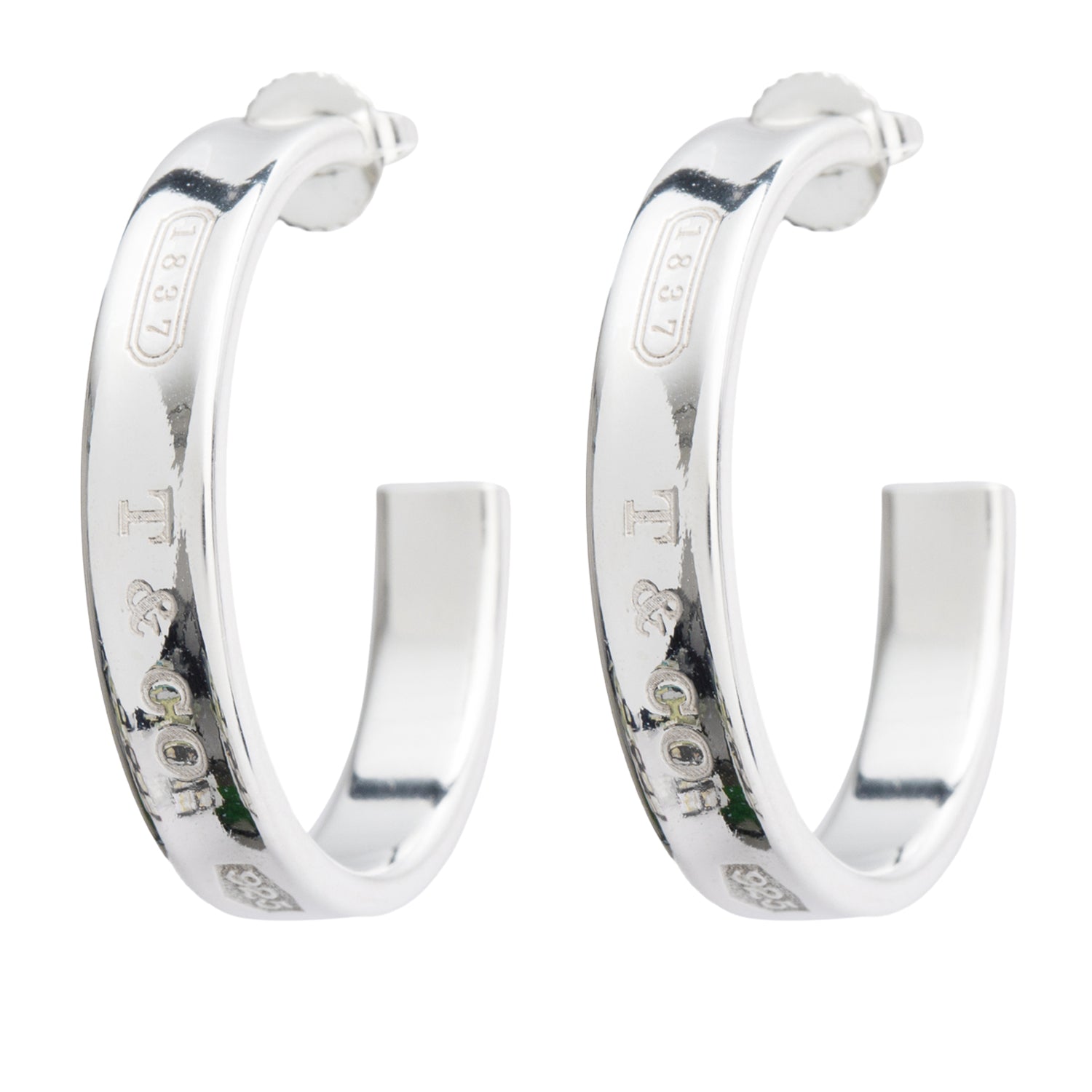 Tiffany & Co. Sterling Silver 1837 Medium Hoop Earrings