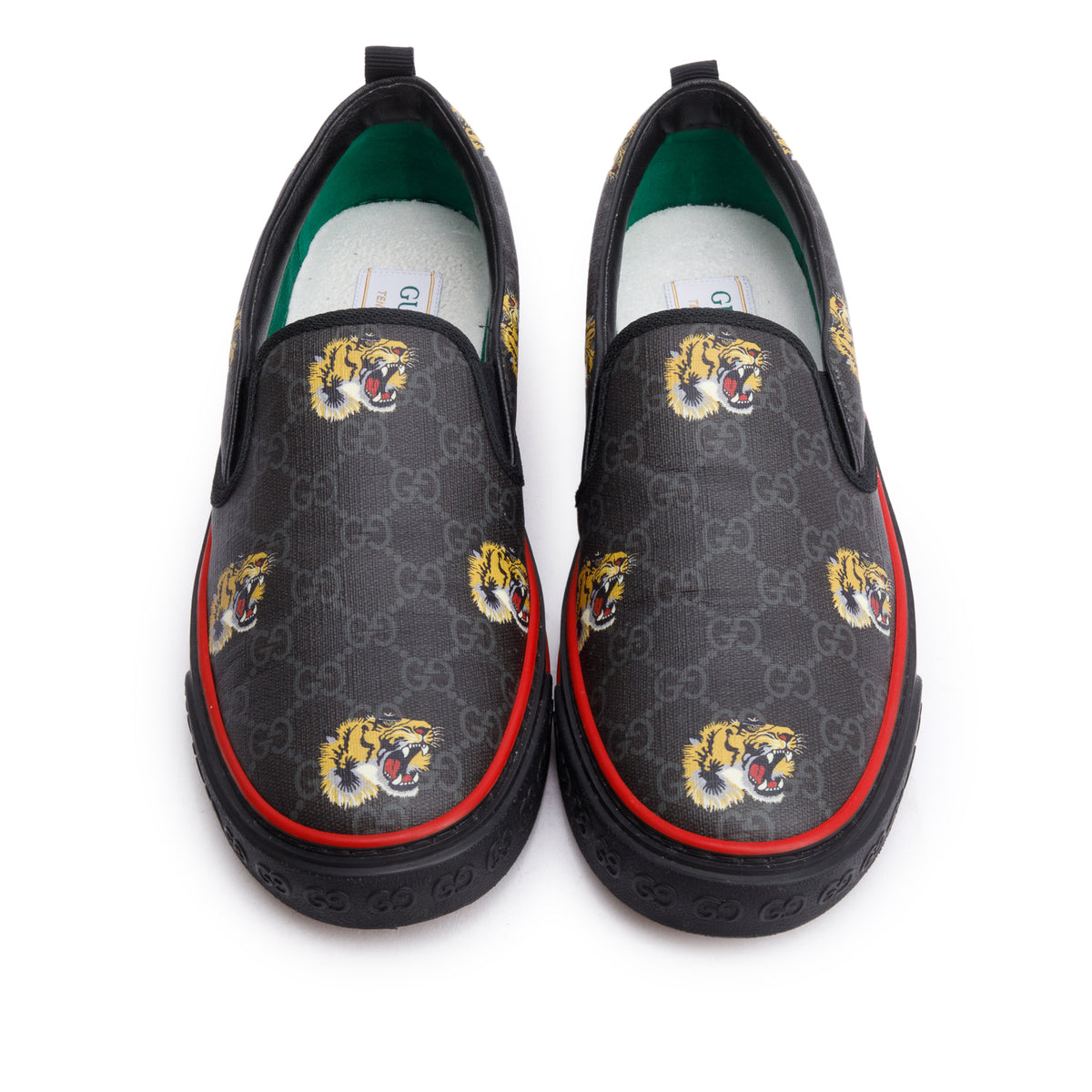 Gucci Tennis 1977 slip-on sneakers black GG Supreme canvas with tiger print. GUCCI Tennis 1977 slip on sneaker with GG Multicolor Logo | eBay main image 3