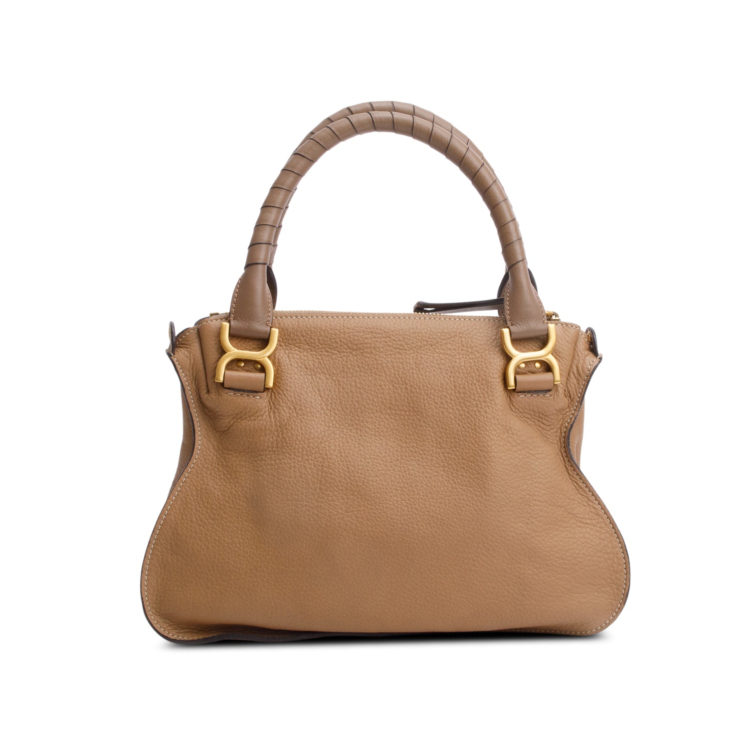 Chloe Beige Calfskin Leather Medium Marcie Shoulder Bag w/ Strap & Authenticity Card