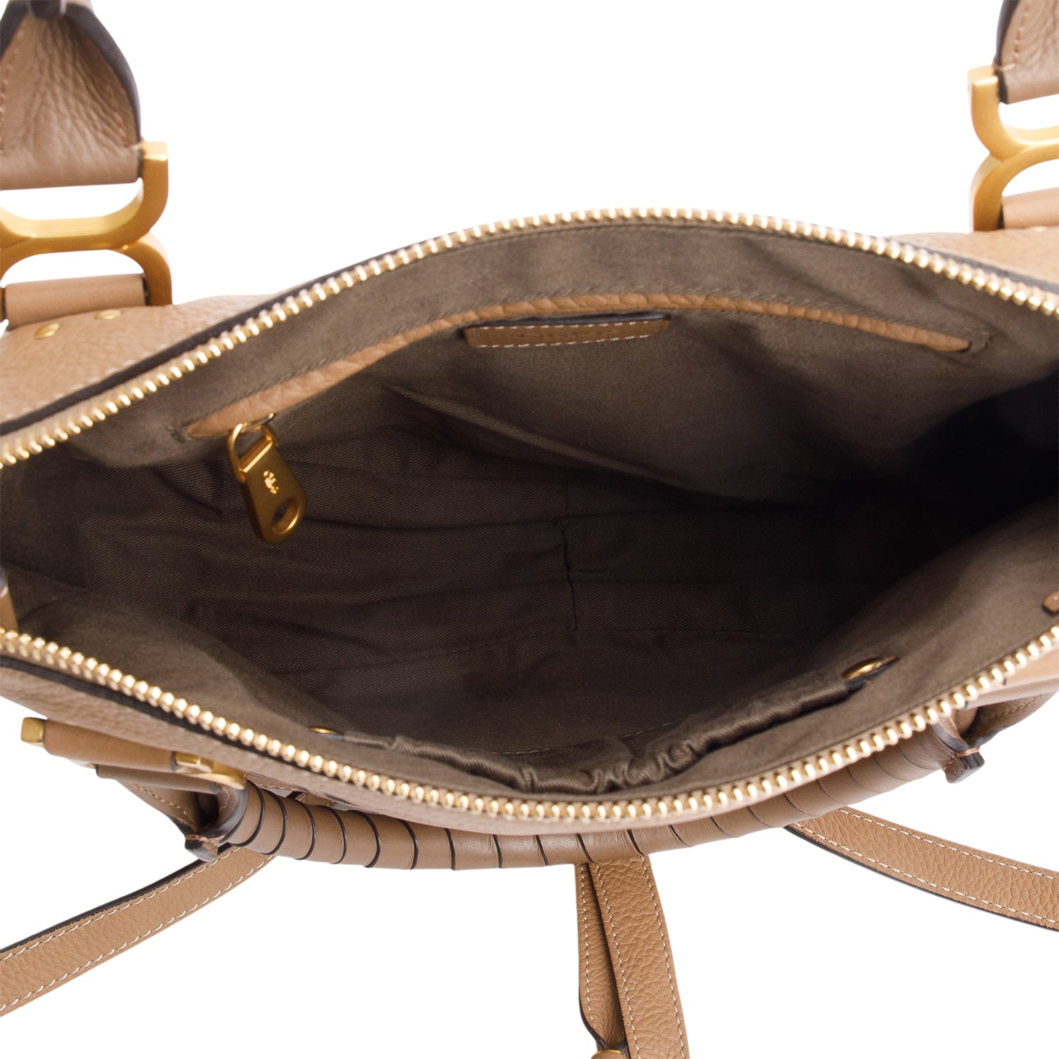 Chloe Beige Calfskin Leather Medium Marcie Shoulder Bag w/ Strap & Authenticity Card