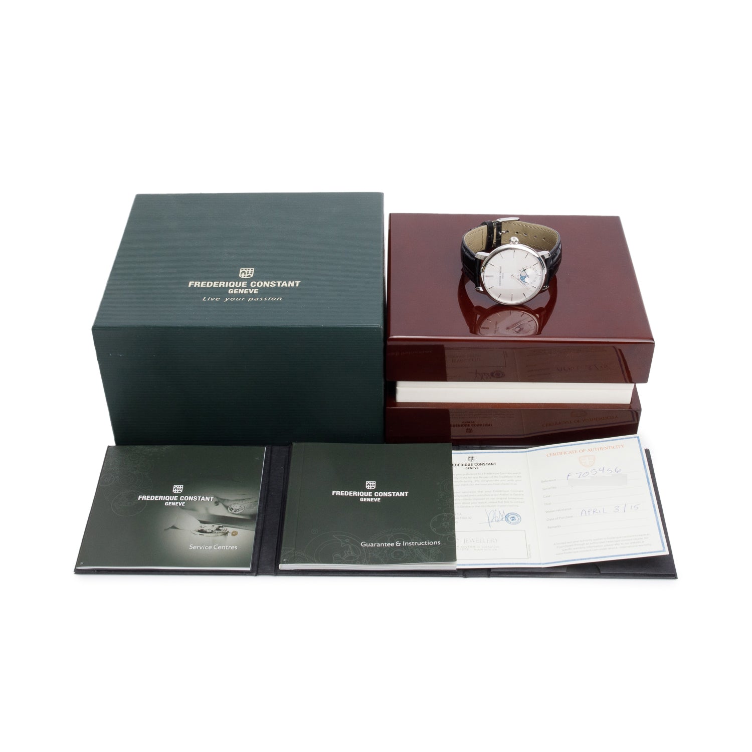 Frederique Constant Stainless Steel Slimline 42 MM Moonphase Automatic Watch w/ Box & Papers