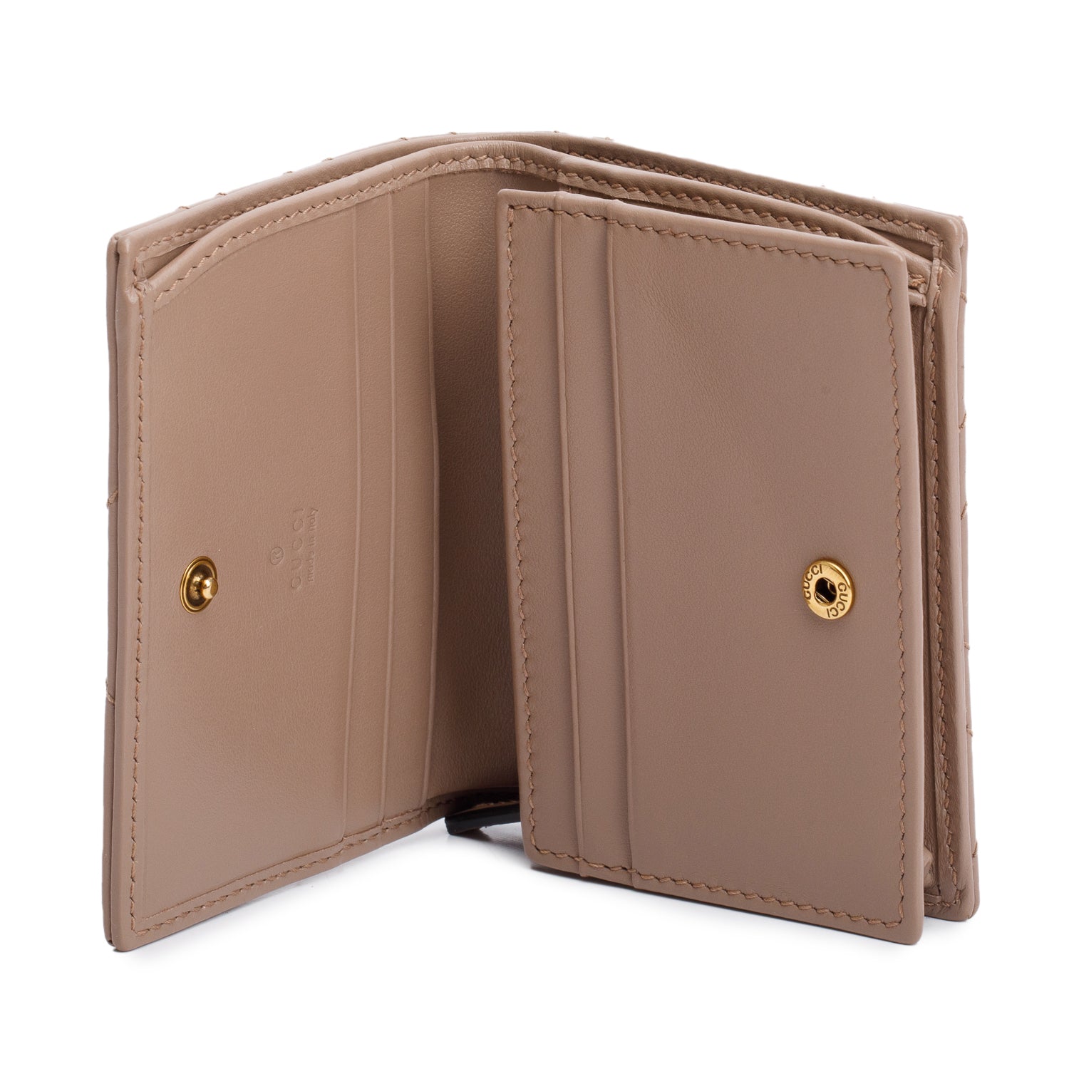 Gucci Beige Quilted GG Marmont Leather Card Case Wallet w/ Box