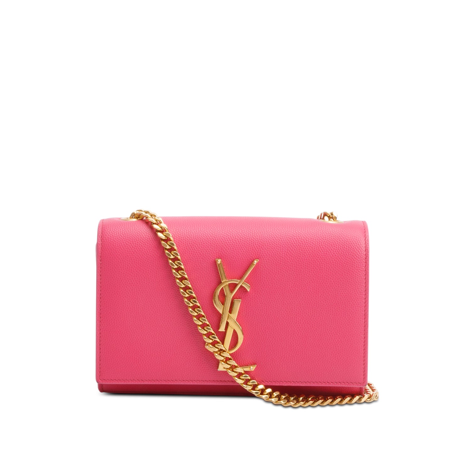 Saint Laurent Pink Grain De Poudre Leather Mini Monogram Kate Bag