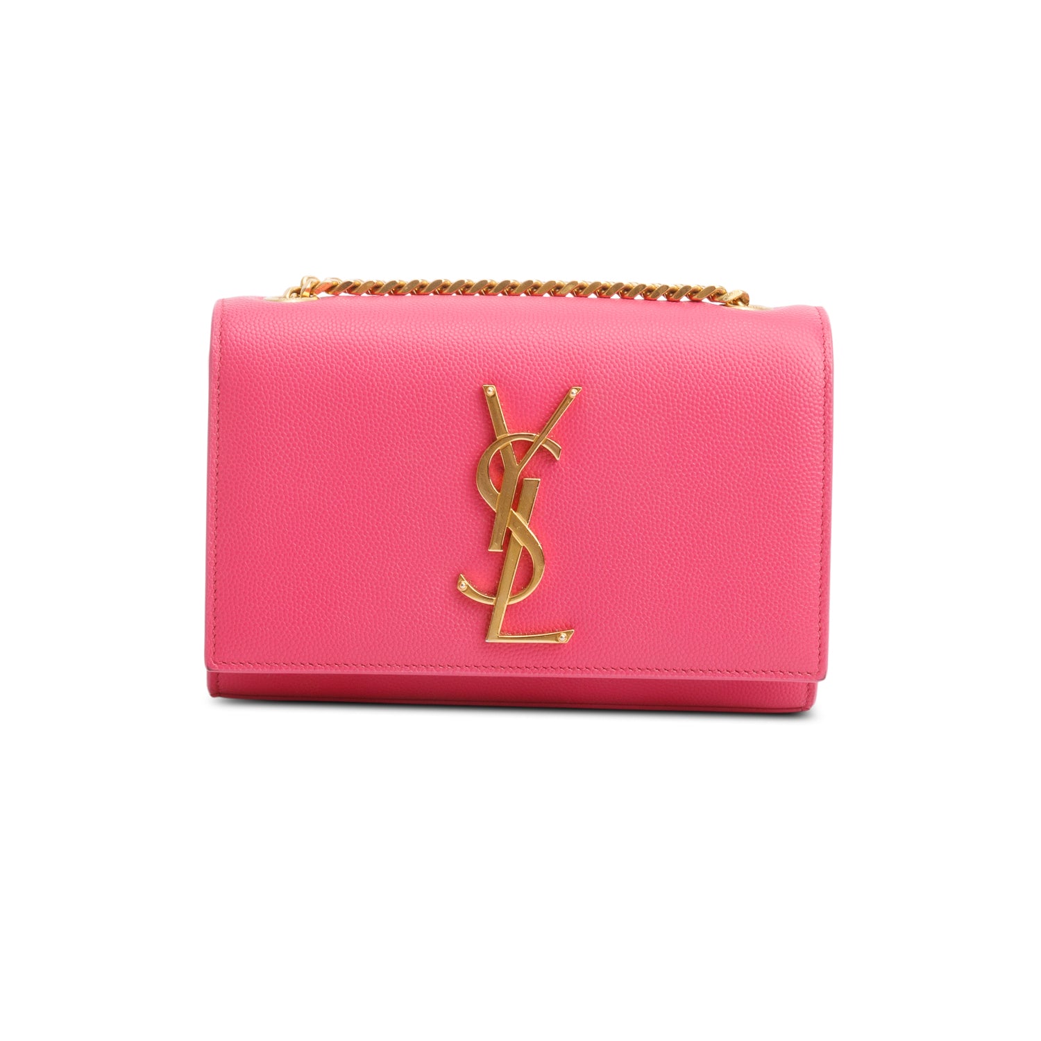 Saint Laurent Pink Grain De Poudre Leather Mini Monogram Kate Bag