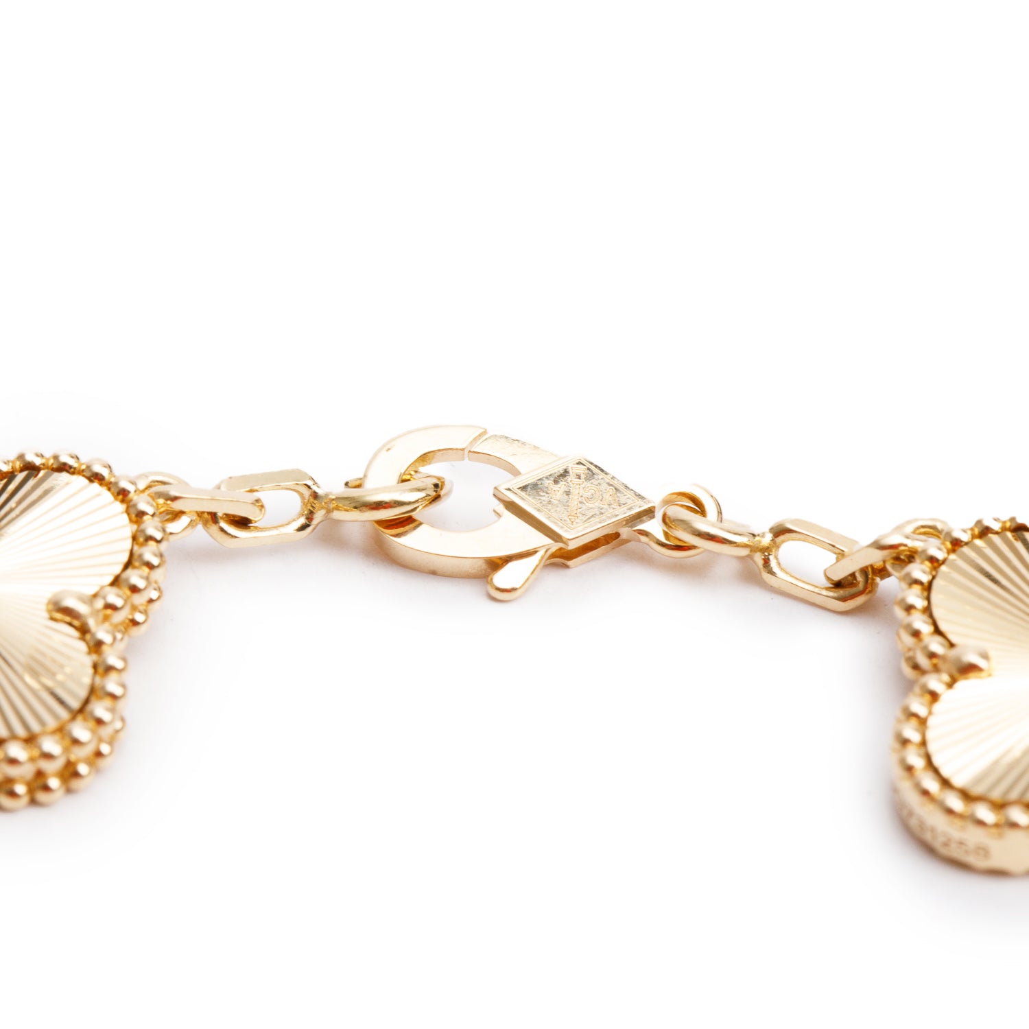 Van Cleef & Arpels 2024 18k Yellow Gold Vintage Alhambra 5 Motif Bracelet w/ Box, Receipt & Certificate