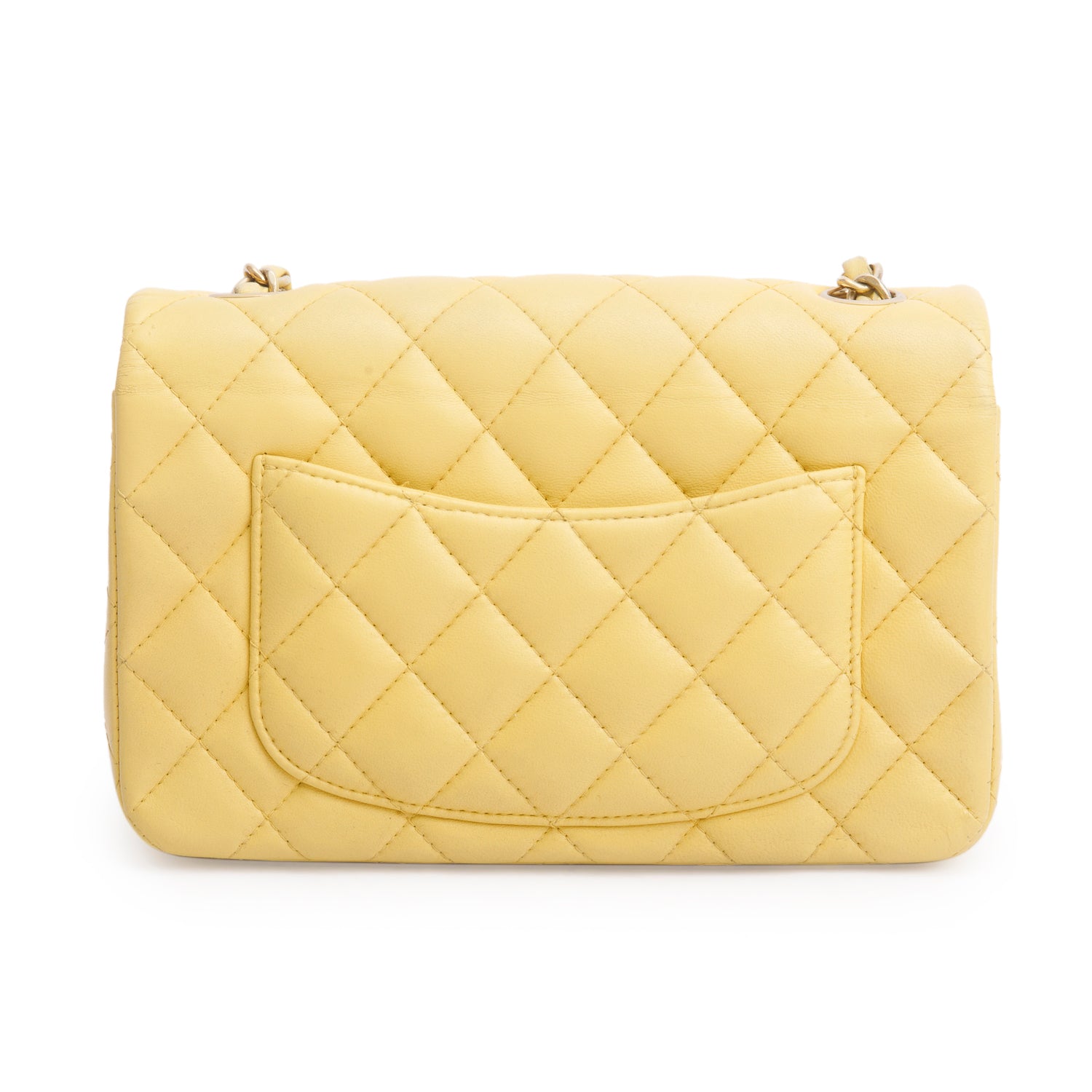 Chanel Yellow Quilted Lambskin Leather Classic Mini Rectangular Flap Bag