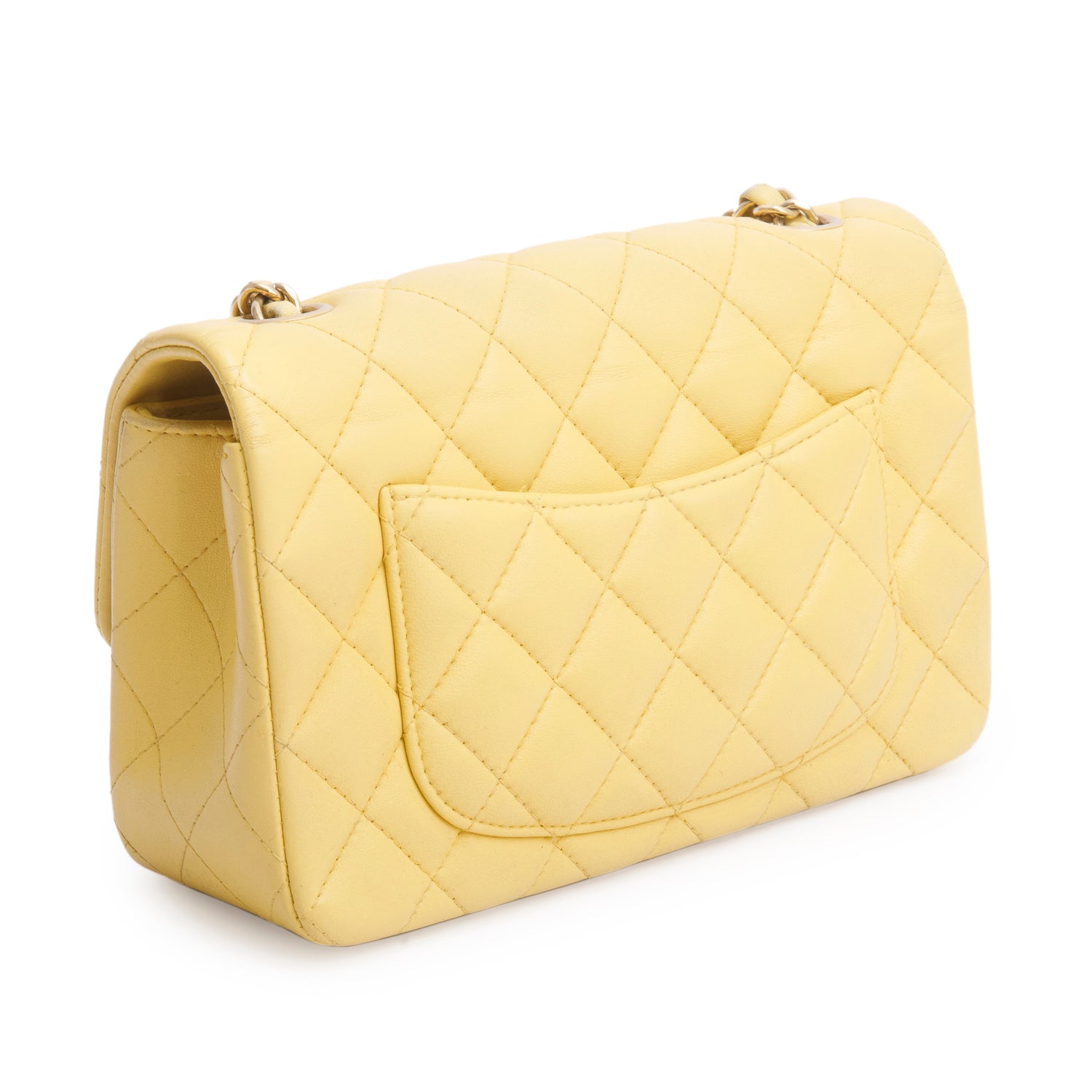 Chanel Yellow Quilted Lambskin Leather Classic Mini Rectangular Flap Bag