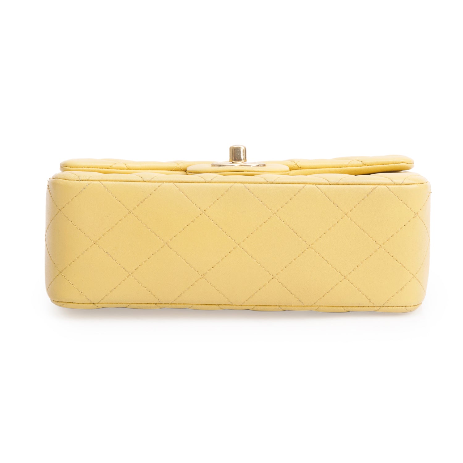 Chanel Yellow Quilted Lambskin Leather Classic Mini Rectangular Flap Bag