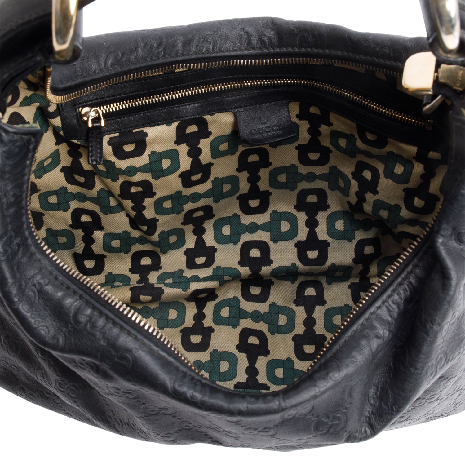 Gucci Black Signature Leather Medium Horsebit Hobo