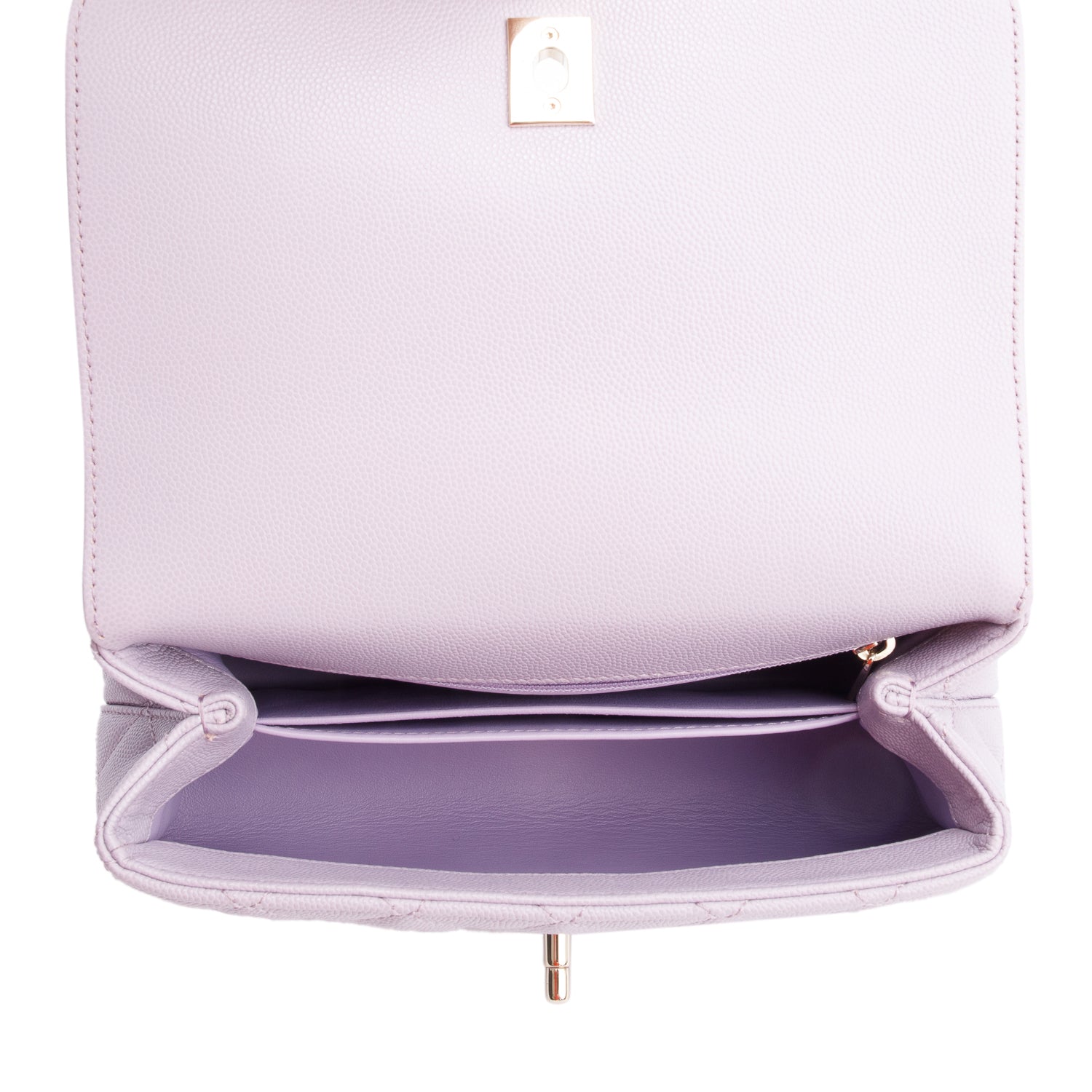 Chanel Purple Quilted Caviar Leather Small Coco Handle Bag w/ Strap & Box
