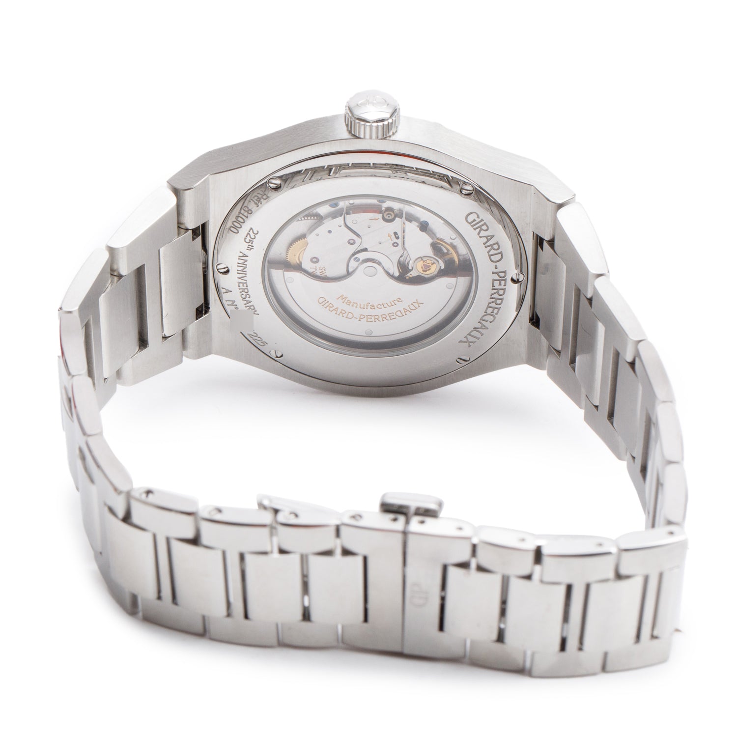 Girard Perregaux Limited Edition 225th Anniversary Stainless Steel Laureato 41 MM Automatic Watch Silver Dial 81000 w/ Box & Papers