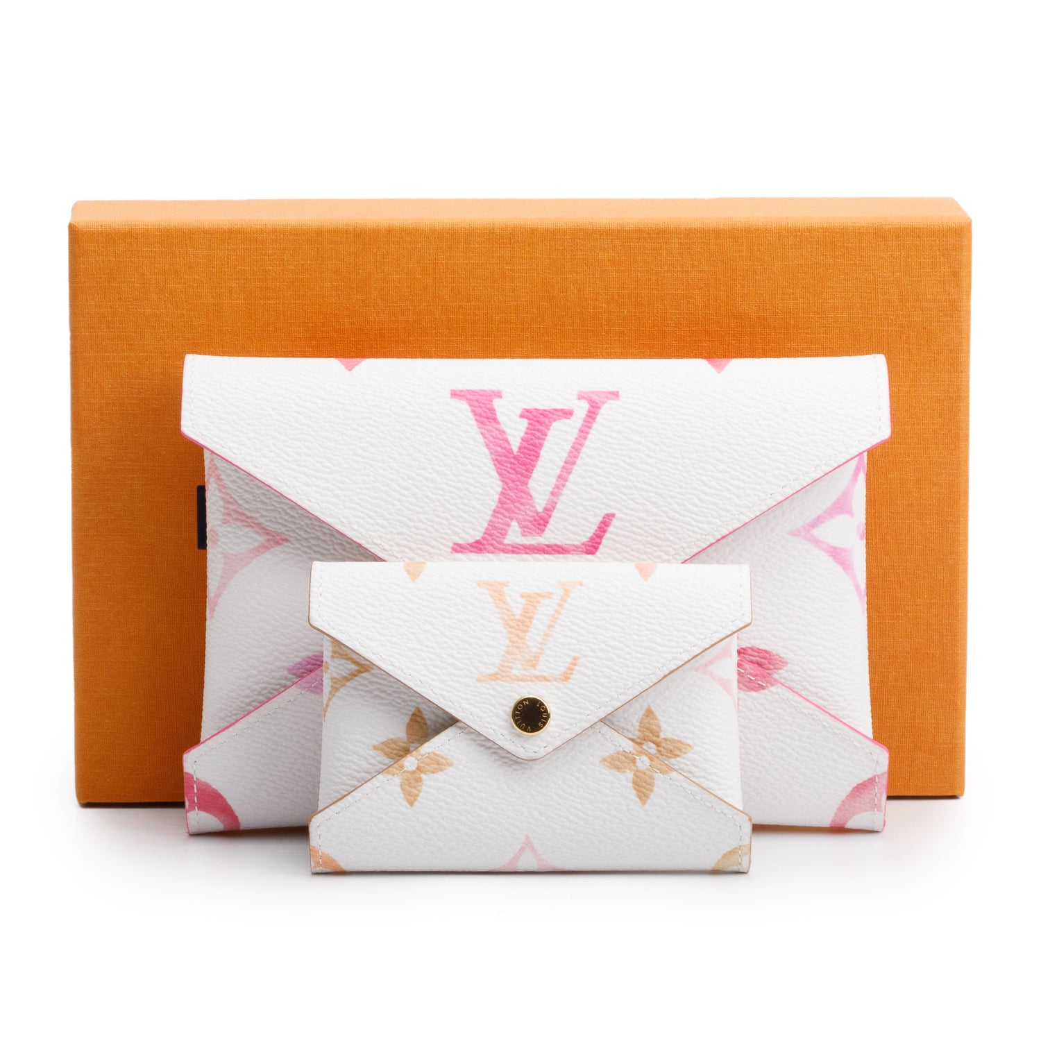 Louis Vuitton White/Pink Monogram By The Pool Kirigami Pochette MM & PM w/ Box