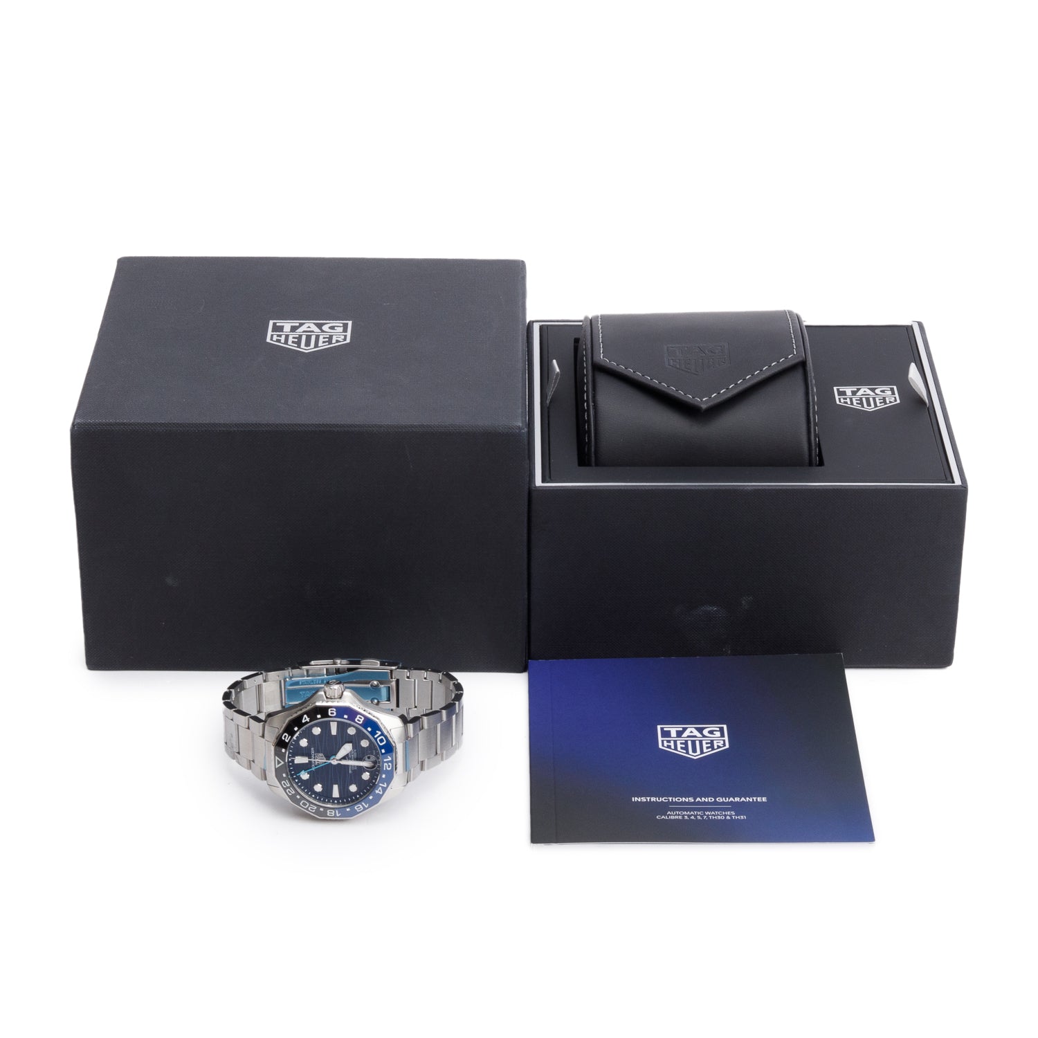 Tag Heuer Stainless Steel Aquaracer Professional 300M GMT 42 MM Automatic Watch Blue Dial WBP5114 w/ Box & Papers