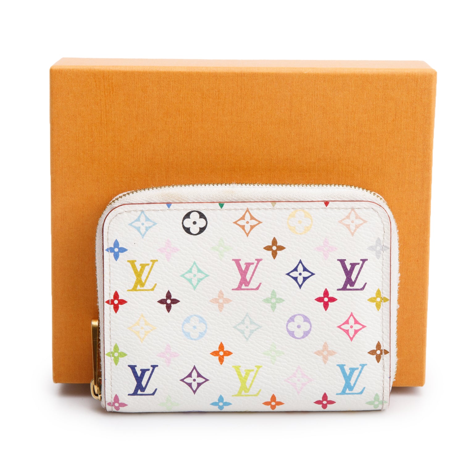 Louis Vuitton White Monogram Multicolore Zippy Coin Purse w/ Box