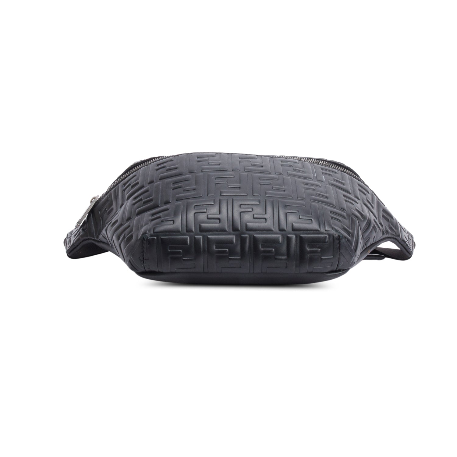 Fendi Black Calfskin Leather Embossed FF Belt Bag