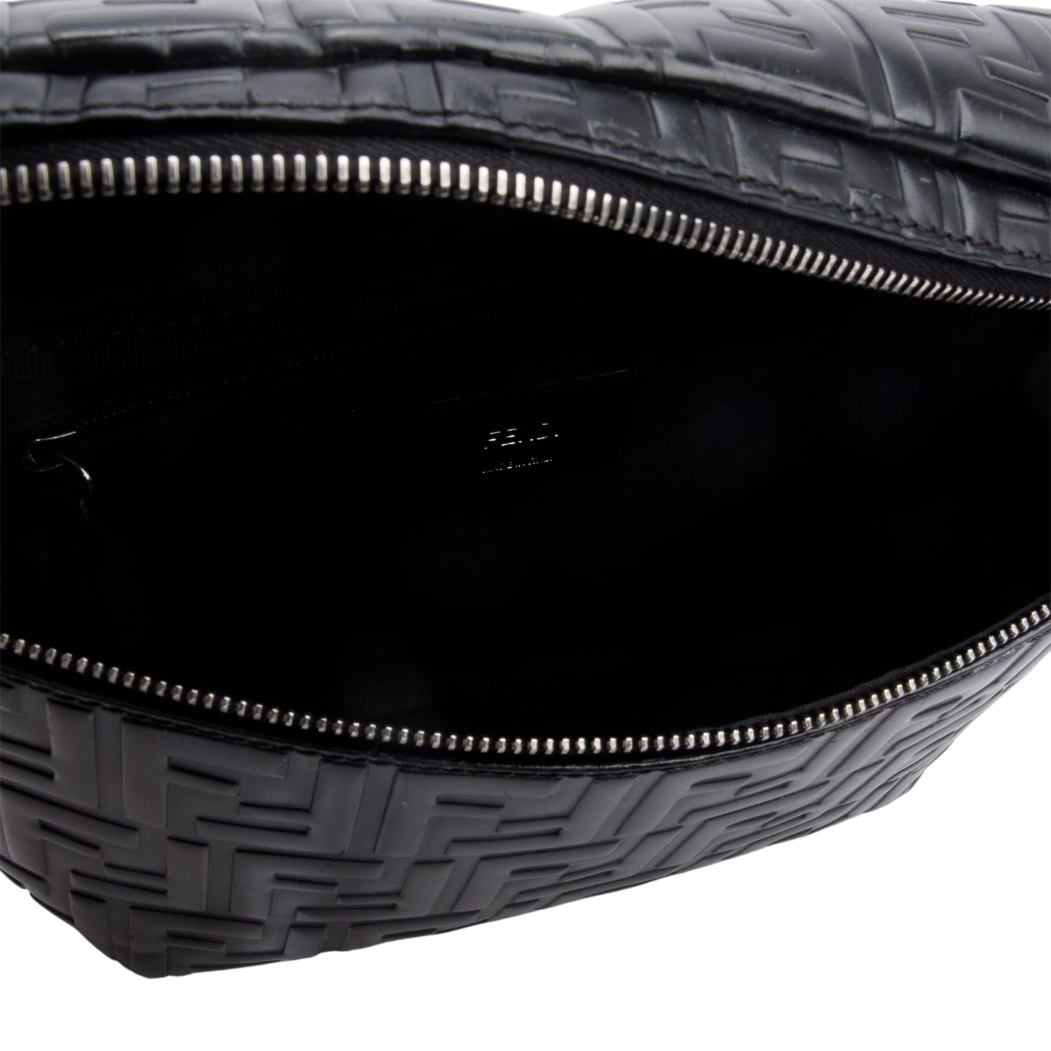 Fendi Black Calfskin Leather Embossed FF Belt Bag