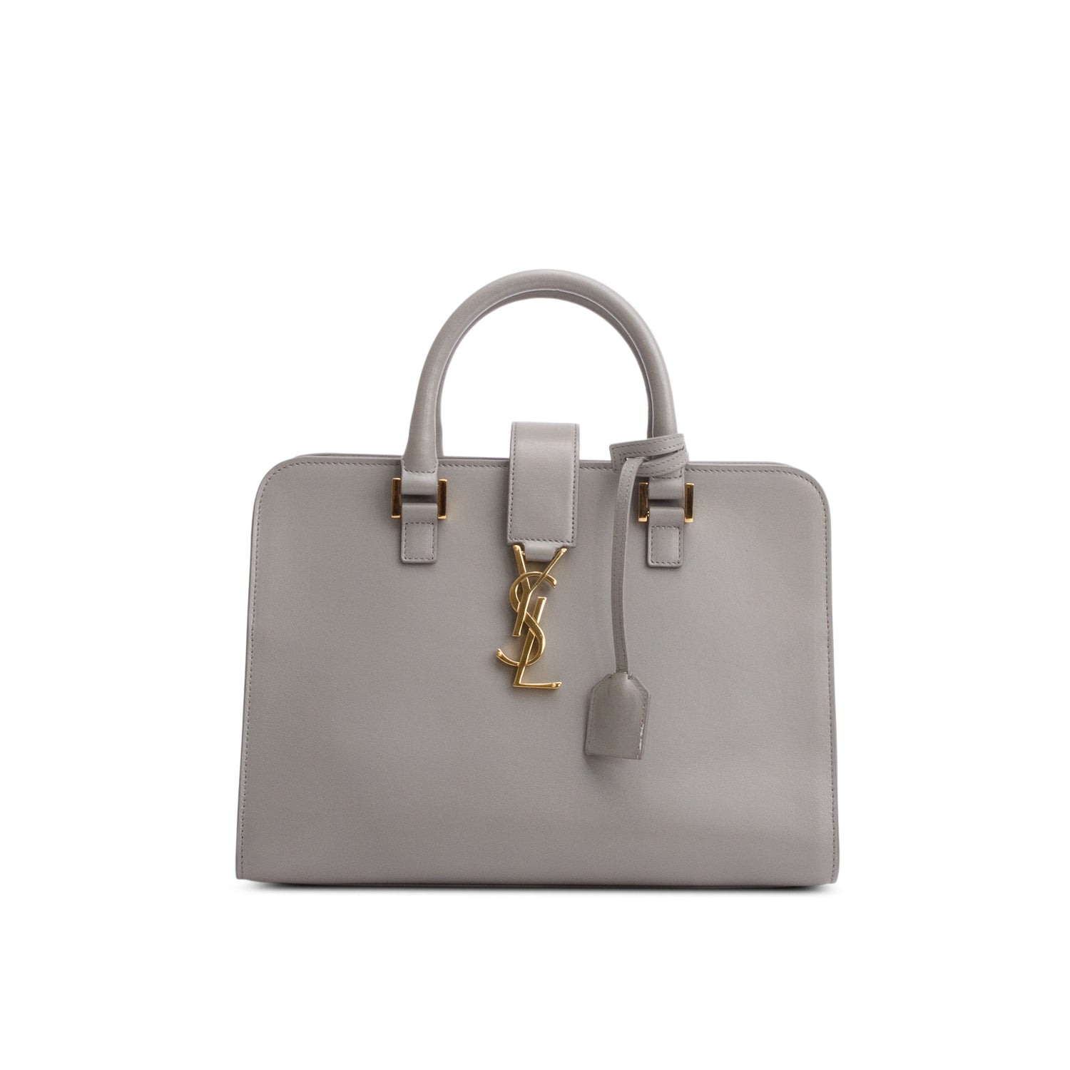 Saint Laurent Grey Calfskin Leather Small Cabas Tote Bag