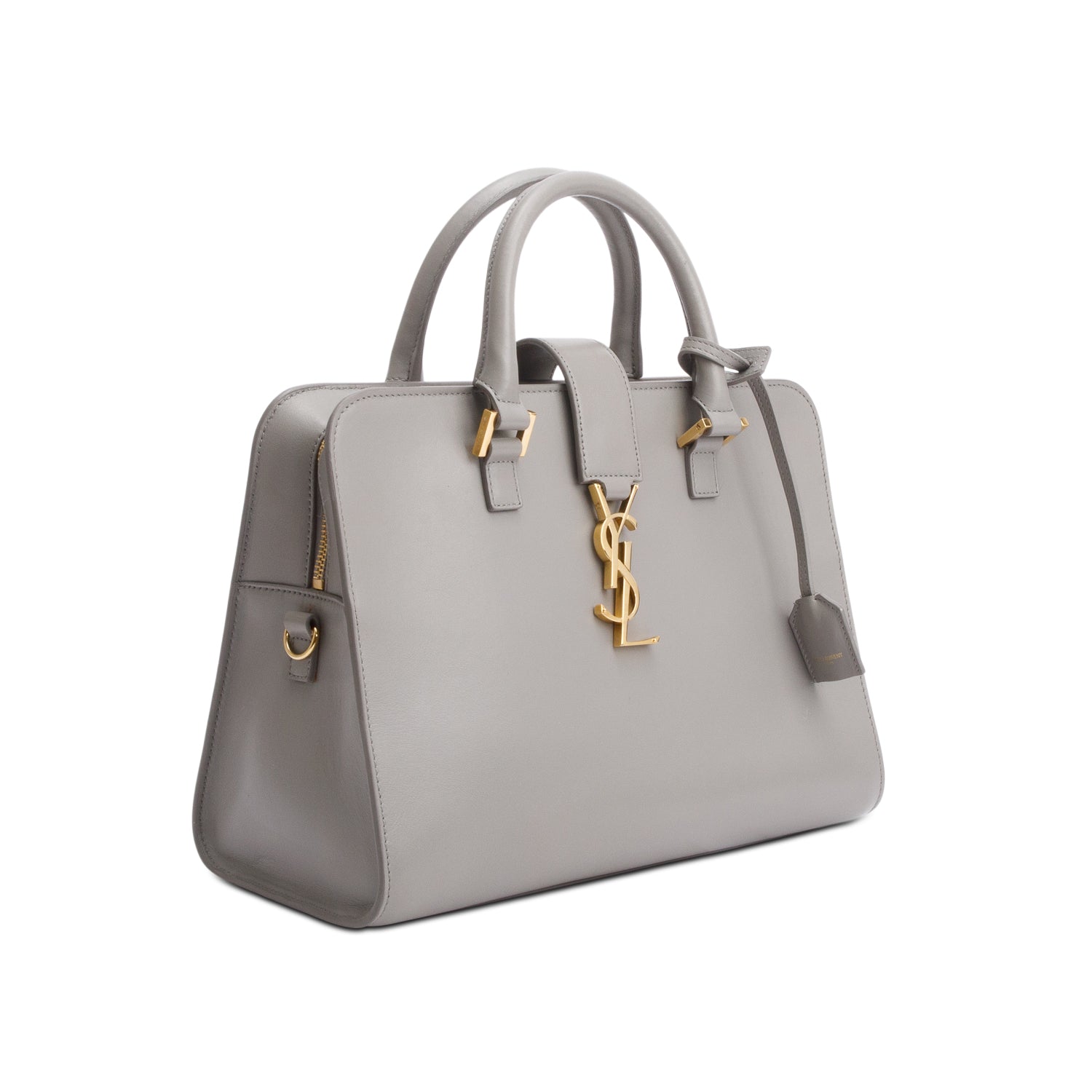 Saint Laurent Grey Calfskin Leather Small Cabas Tote Bag