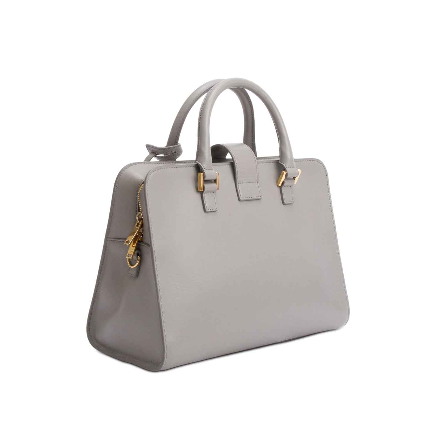 Saint Laurent Grey Calfskin Leather Small Cabas Tote Bag