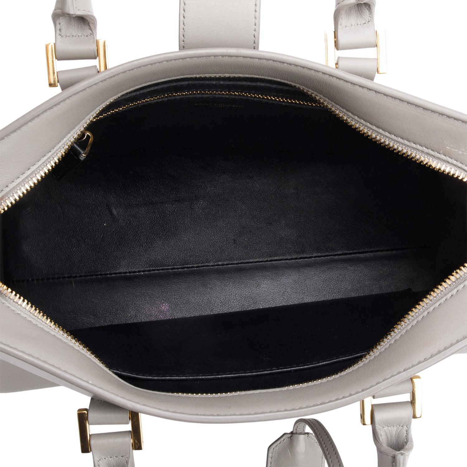Saint Laurent Grey Calfskin Leather Small Cabas Tote Bag
