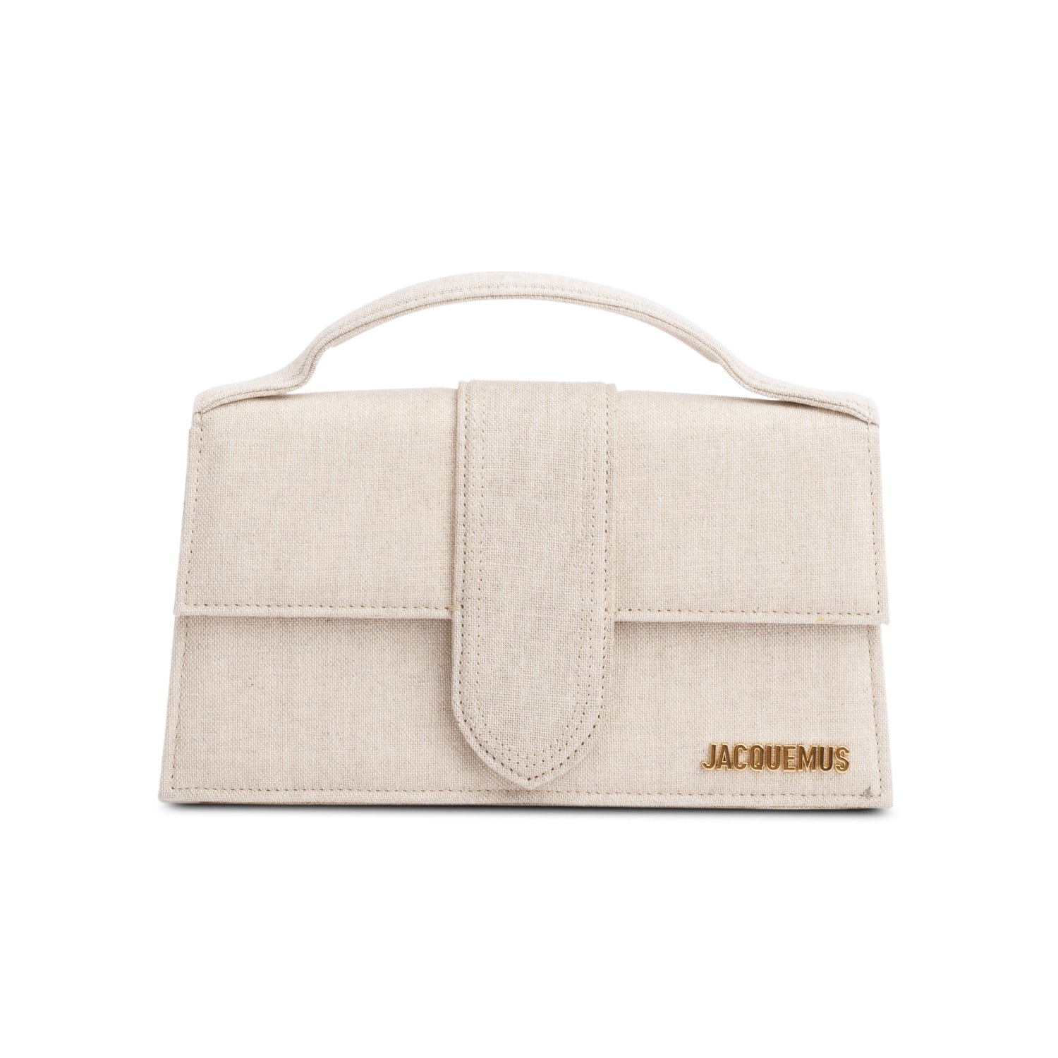 Jacquemus Grey Linen Le Grand Bambino Bag w/ Strap