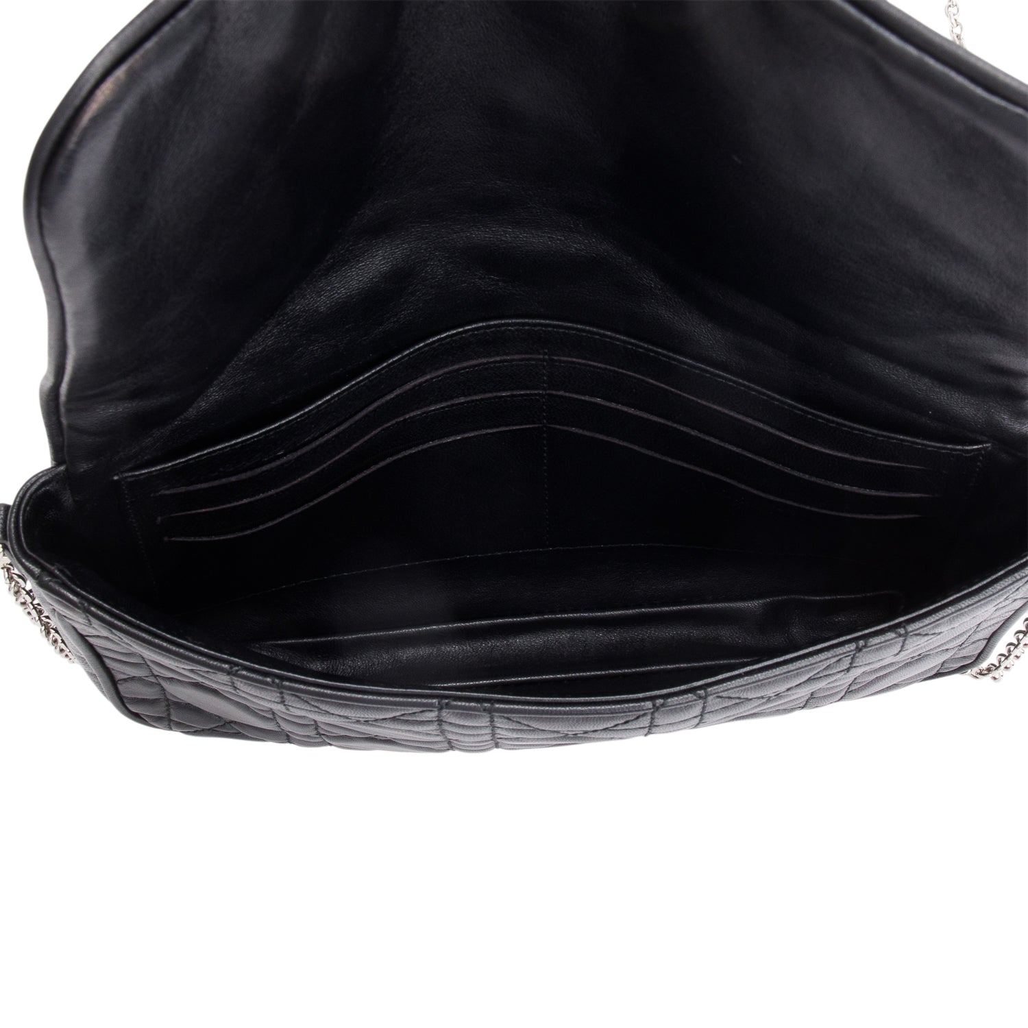 Christian Dior Black Cannage Lambskin Leather Wallet on Chain