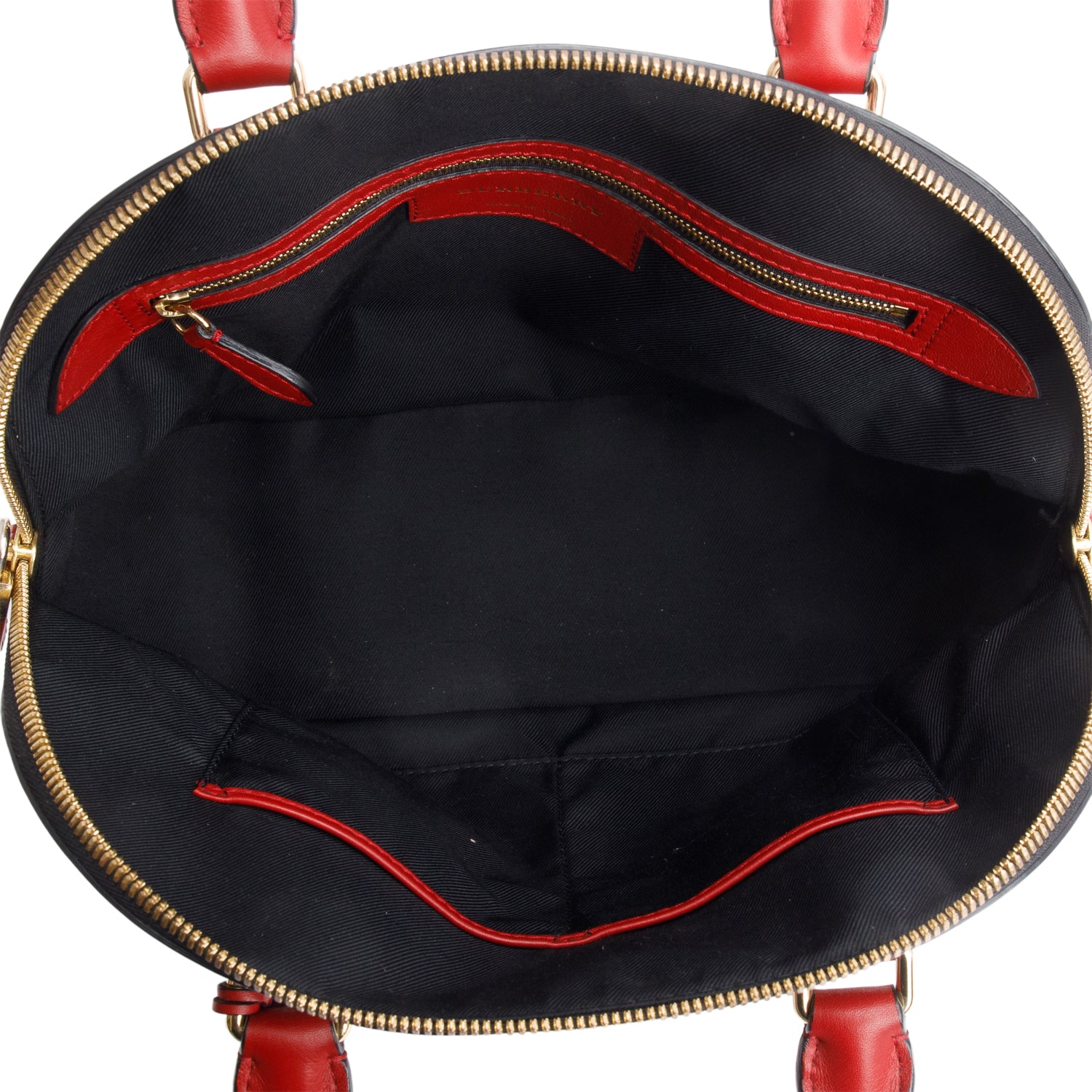 Burberry House Check Red Leather Trim Small Orchard Bowling Bag