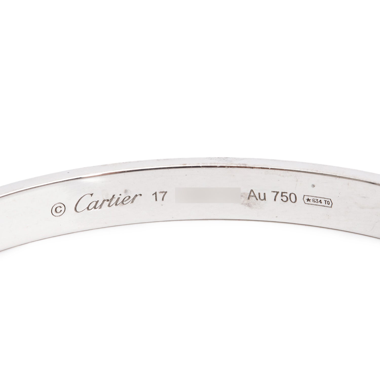 Cartier 18k White Gold Love Bracelet, Size 17