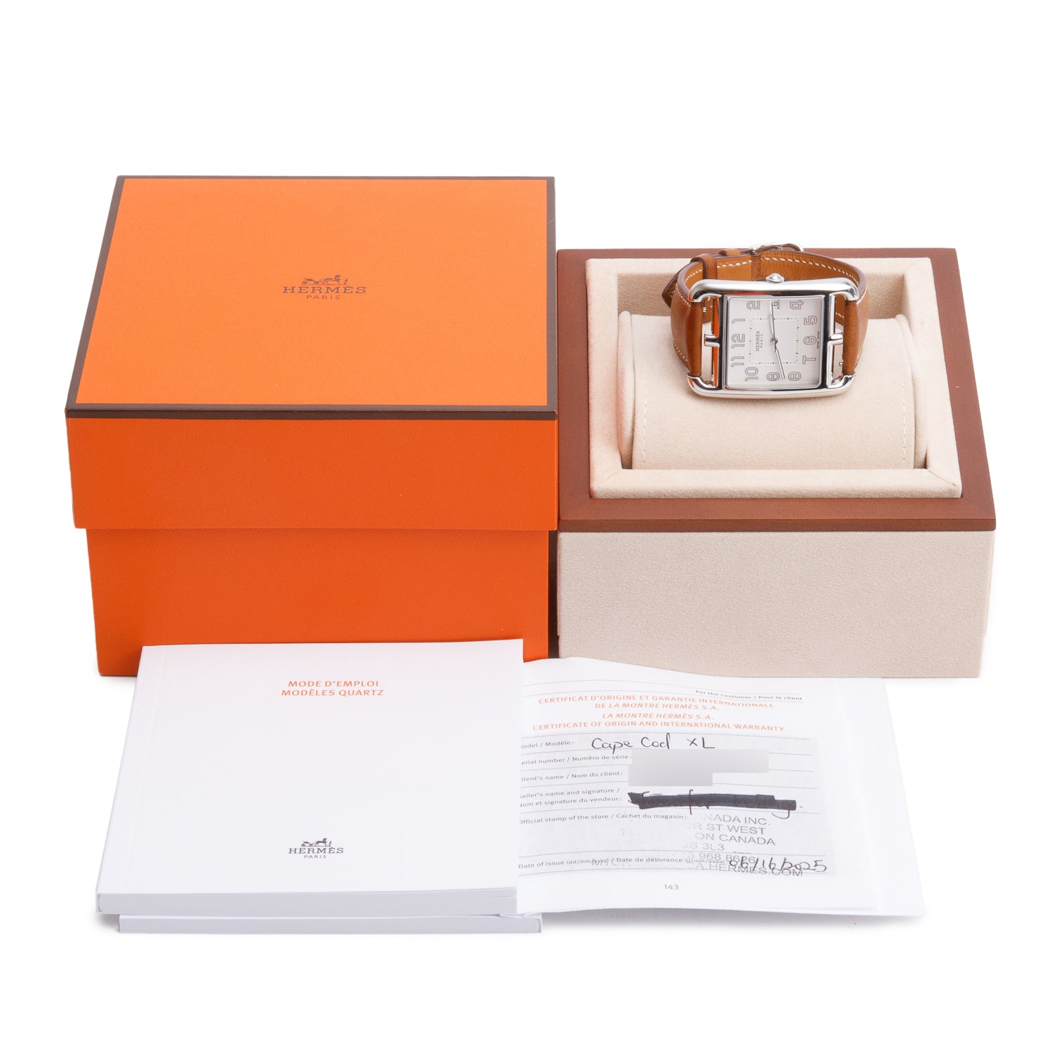 Hermes 2025 Stainless Steel Cape Cod 41 MM Quartz Watch, Extra Large Model w/ Box & Papers