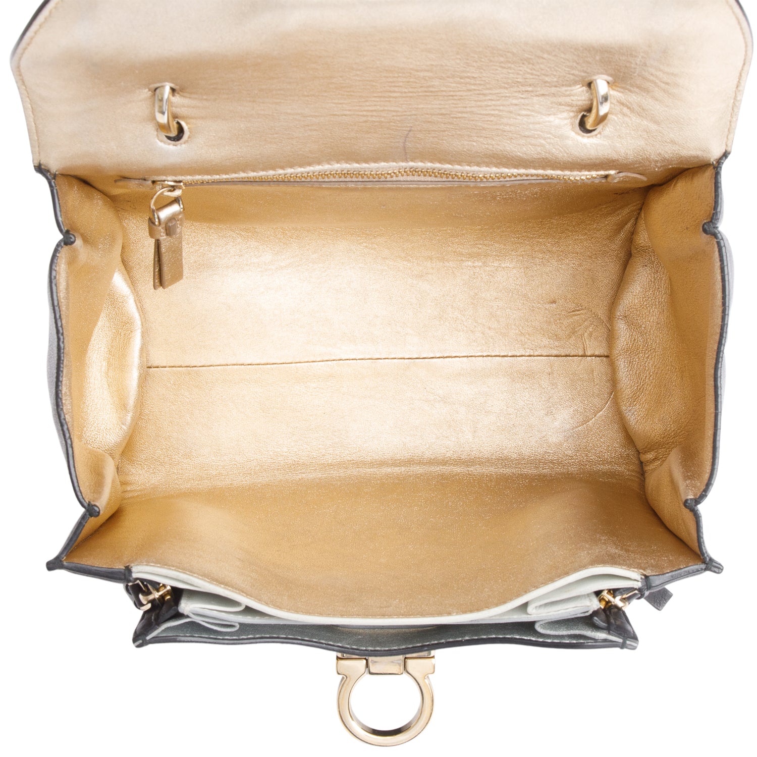 Ferragamo Black Leather Gancini Top Handle w/ Strap & Receipt