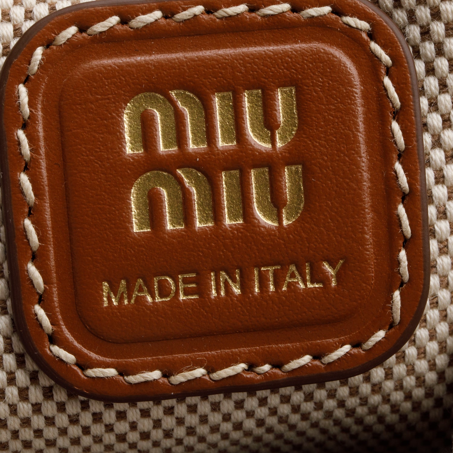 Miu Miu Nuetral Canvas Mini Ivy Tote Bag w/ Strap