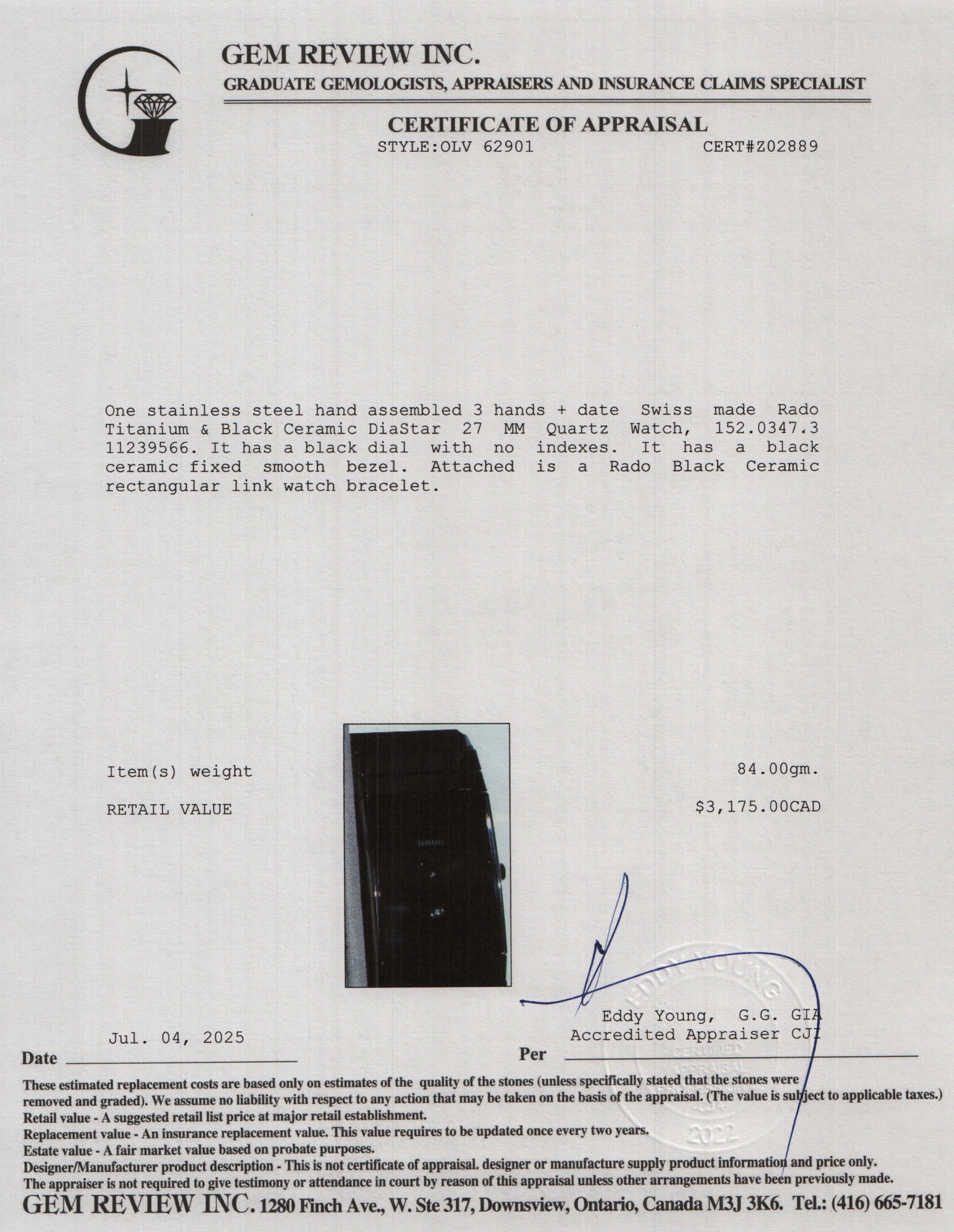 Rado Titanium & Black Ceramic DiaStar 27 MM Quartz Watch