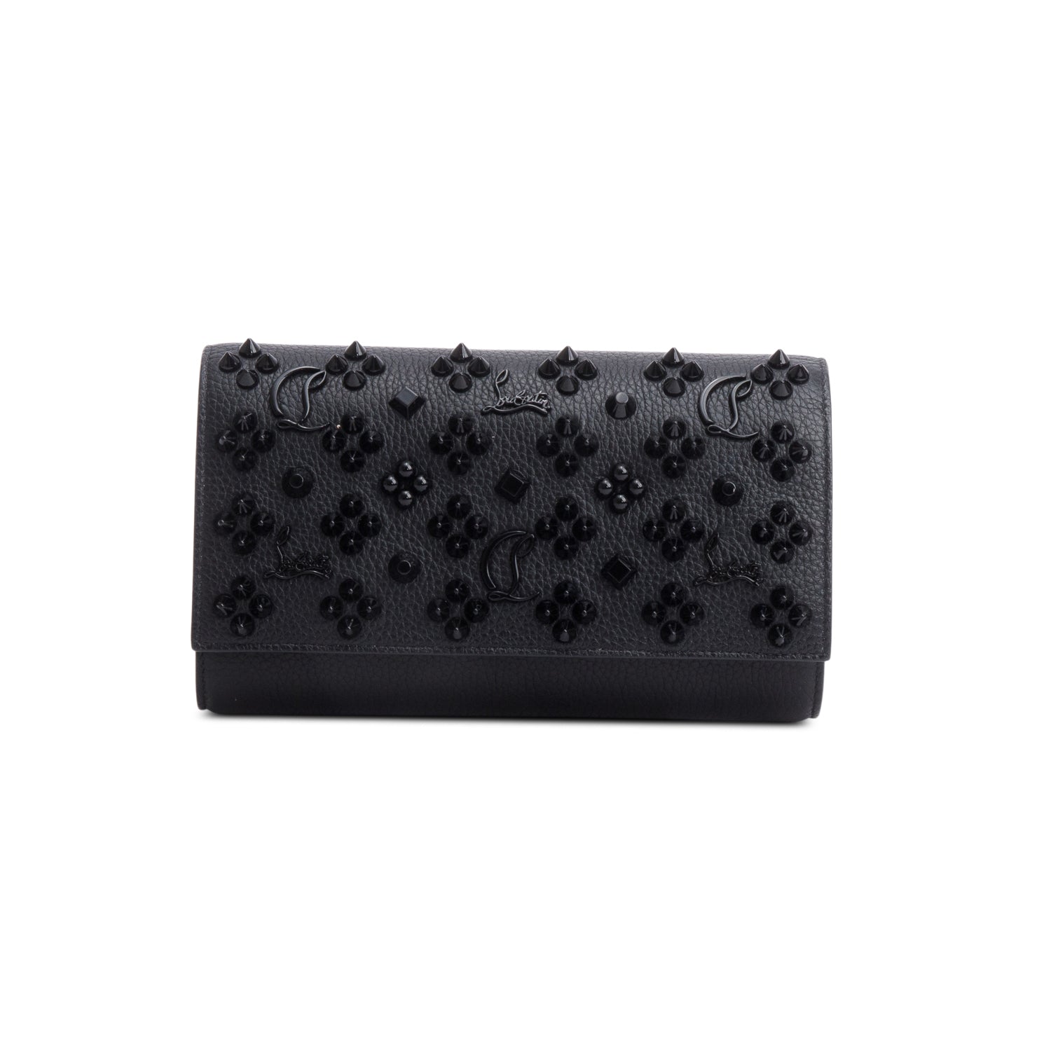 Christian Louboutin Black Calfskin Leather Spike Loubinthesky Paloma Chain Clutch
