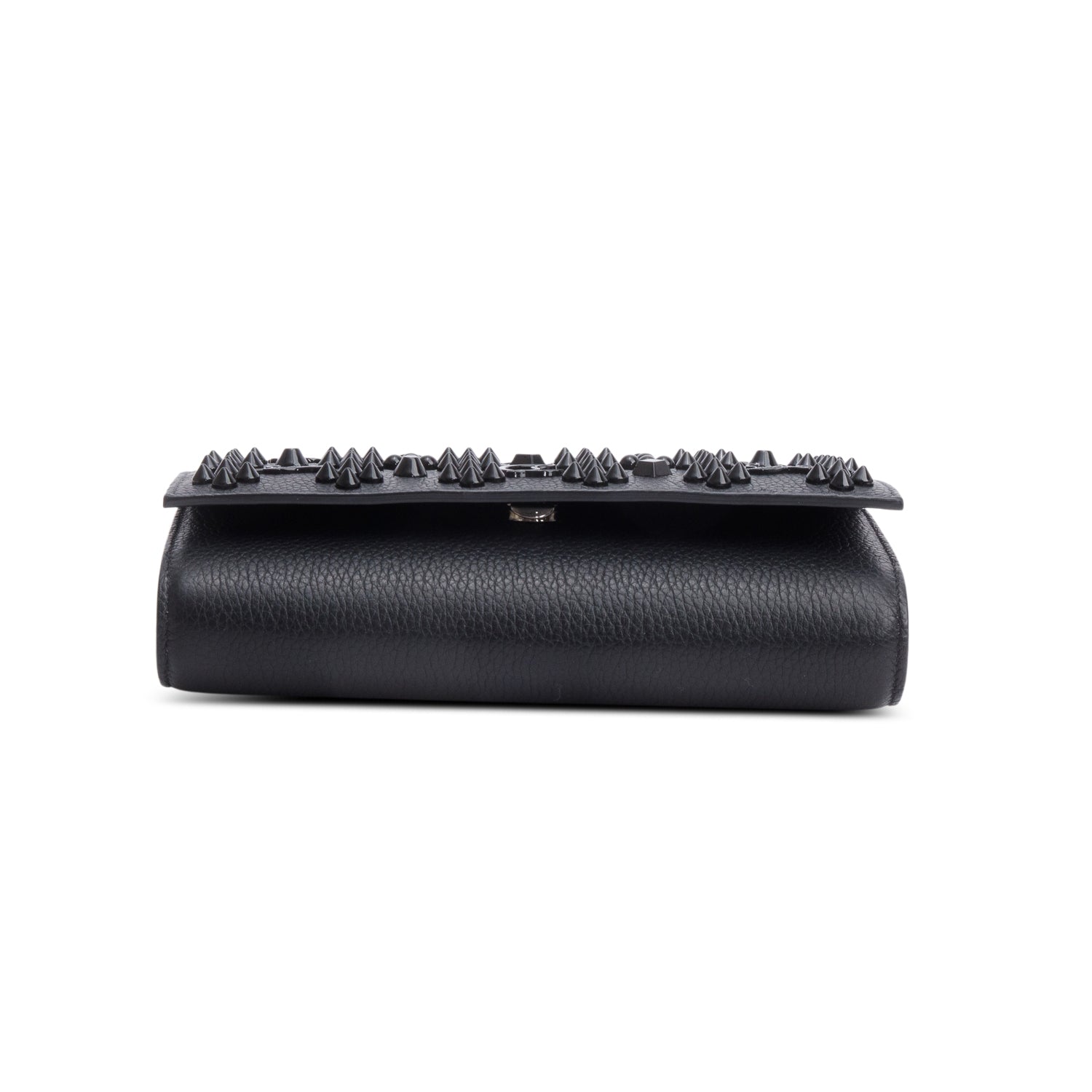 Christian Louboutin Black Calfskin Leather Spike Loubinthesky Paloma Chain Clutch