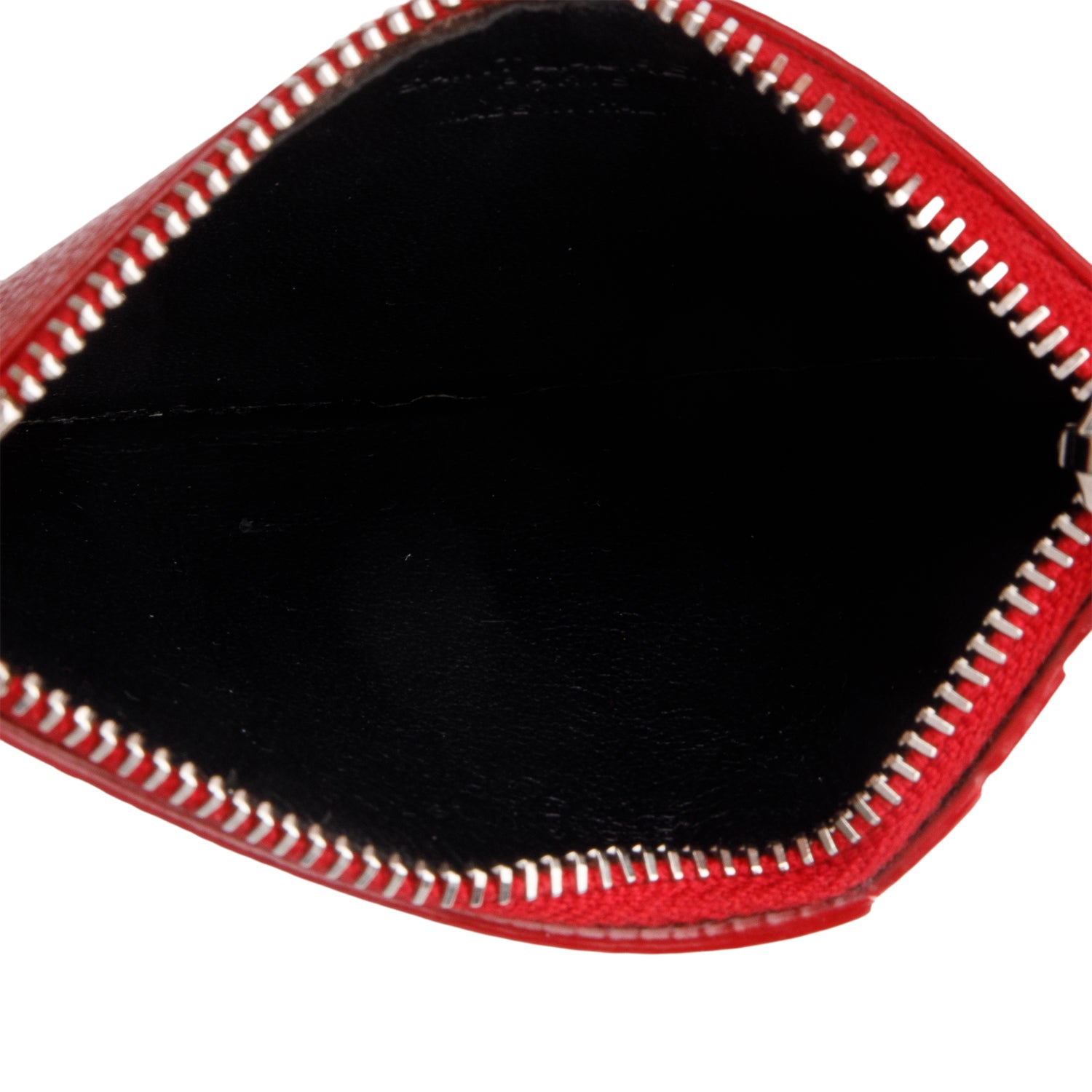 Saint Laurent Red Calfskin Leather Paris Fragments Zipped Card Case w/ Receipt