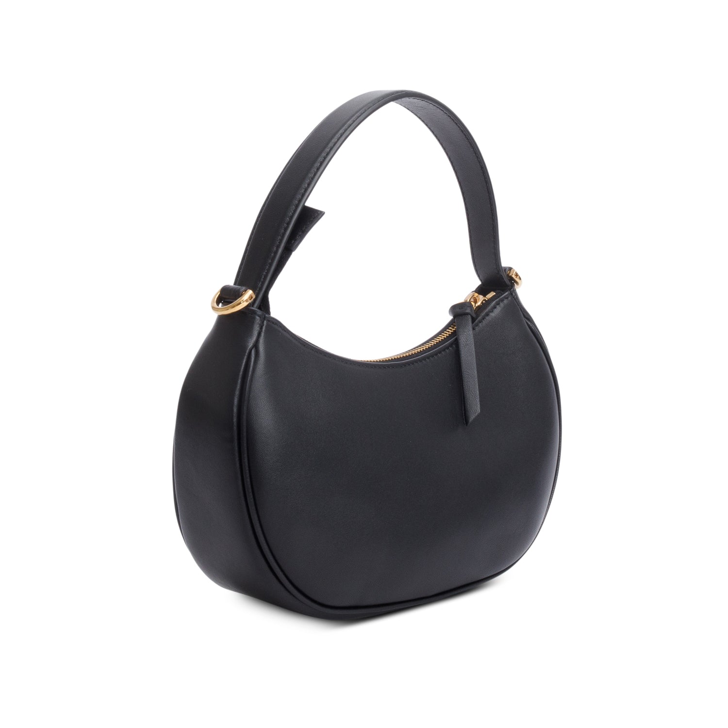 Versace Black Quilted Leather Medusa Half Moon Shoulder Bag w/ Strap