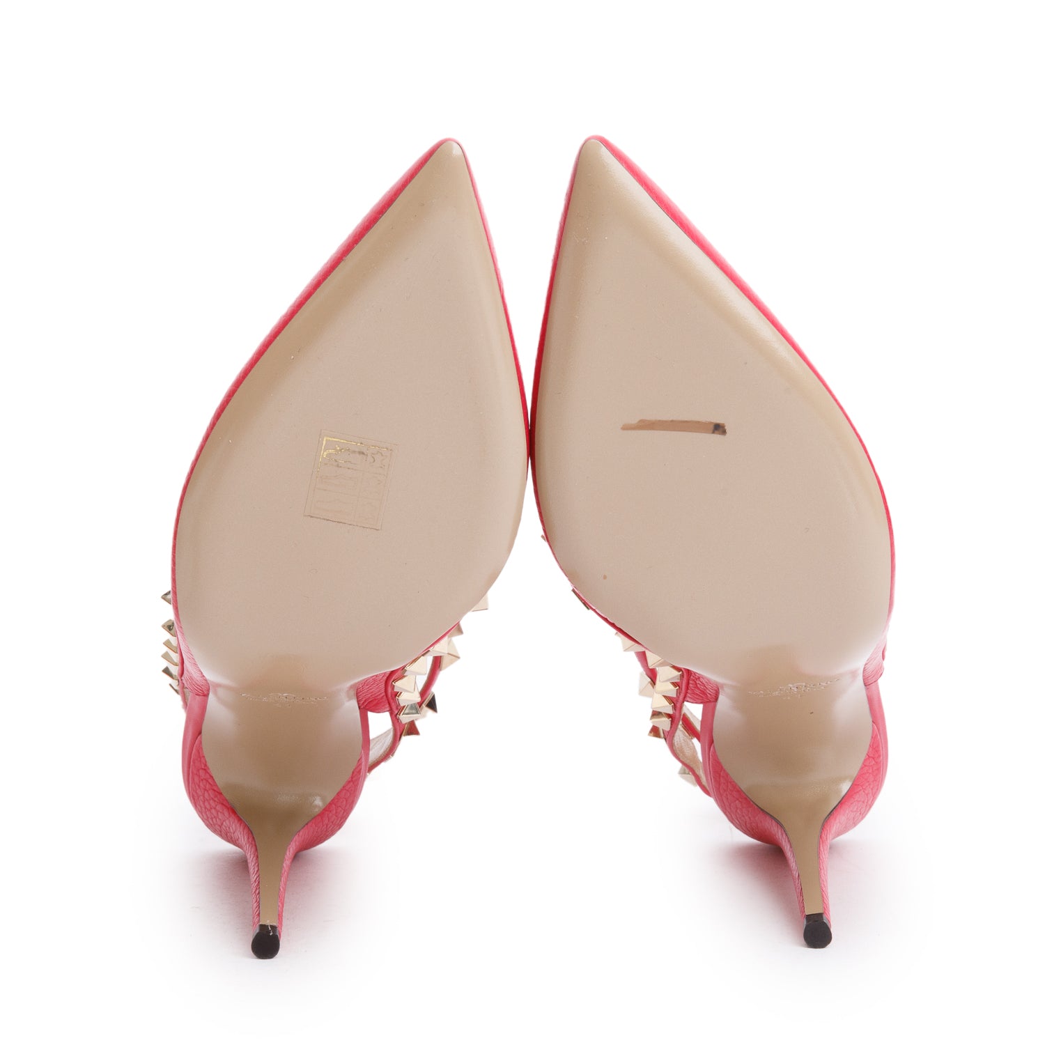 Valentino Red Leather Rockstud Ankle Strap Pumps, Size 41