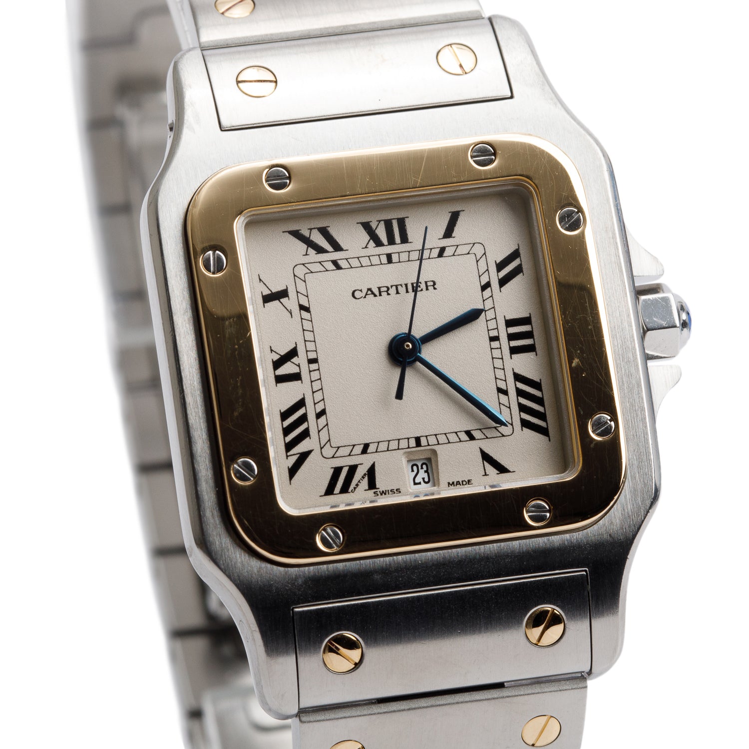 Cartier Stainless Steel & 18k Yellow Gold Santos De Cartier Galbee Quartz Watch, Medium Model 1566