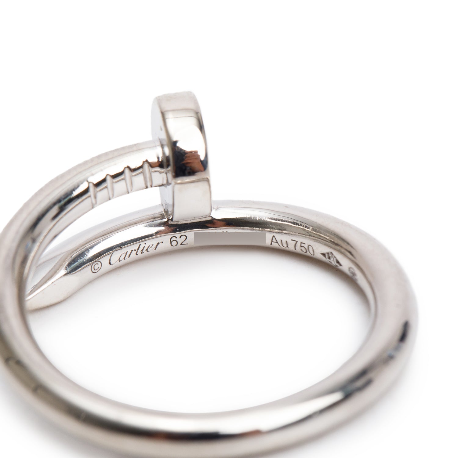 Cartier 18k White Gold Juste Un Clou Ring, Classic Model, Size 62 10 w/ Box, Certificate & Receipt