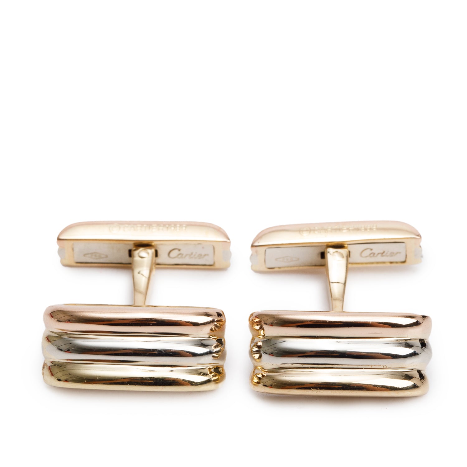 Cartier Vintage 18k Yellow, Rose & White Gold Trinity Cufflinks