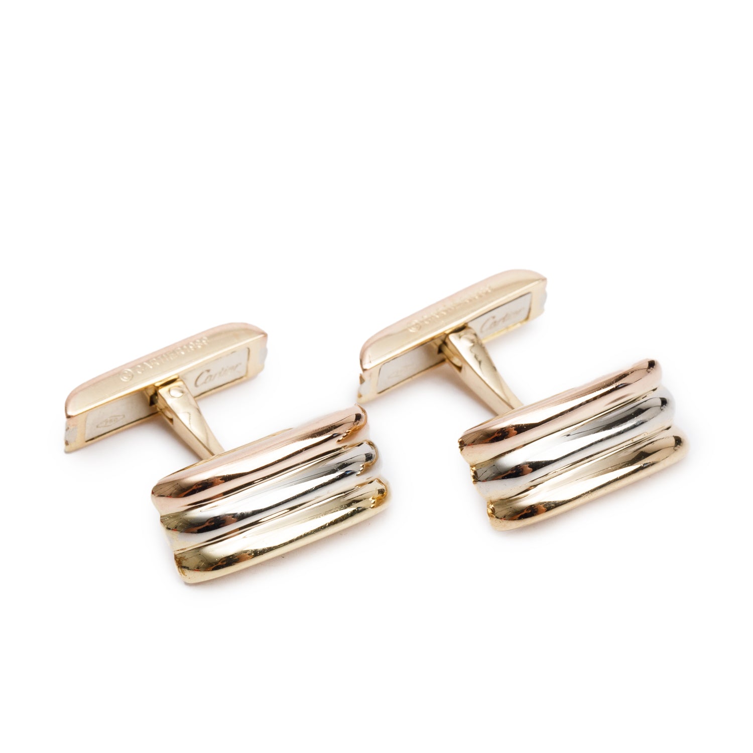 Cartier Vintage 18k Yellow, Rose & White Gold Trinity Cufflinks